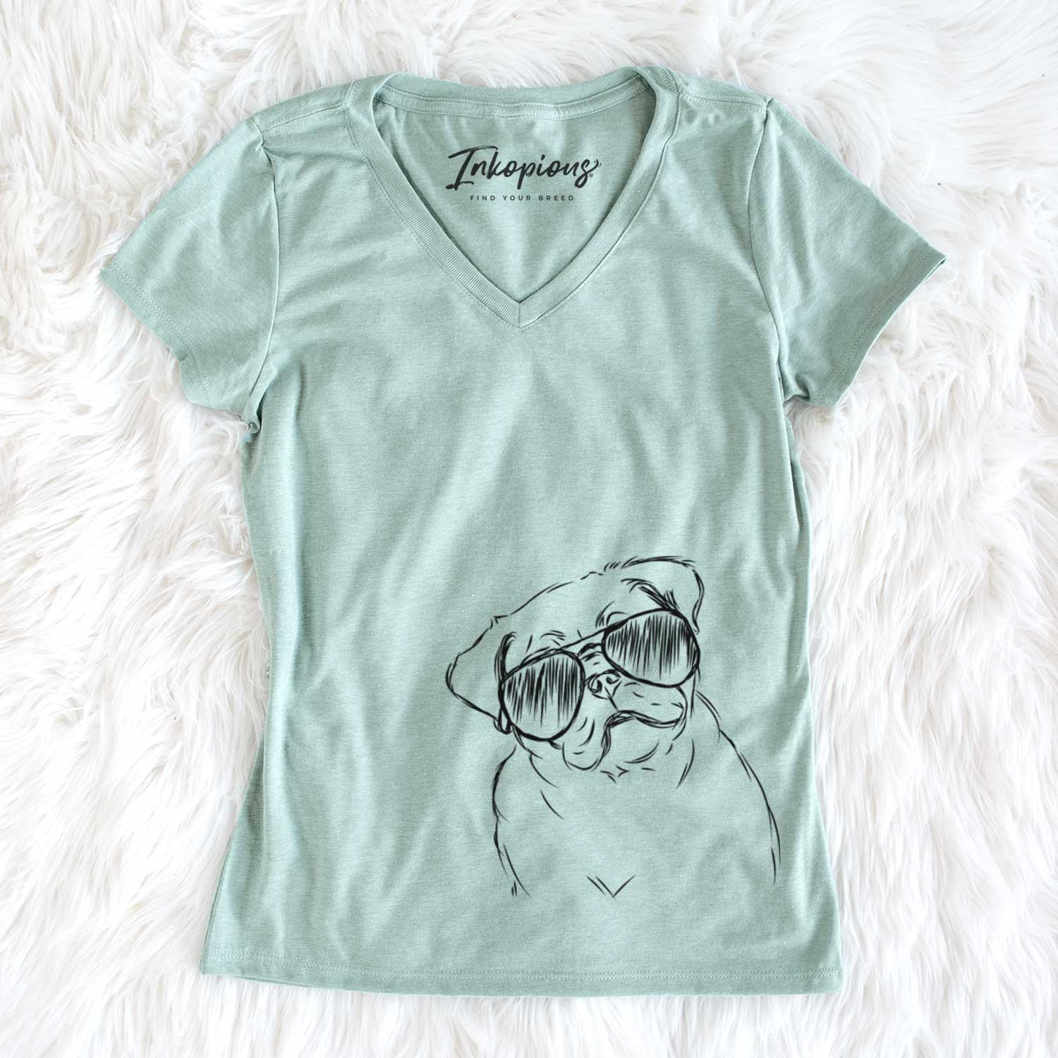Aviator Otis the Pug - Women's V-neck Shirt