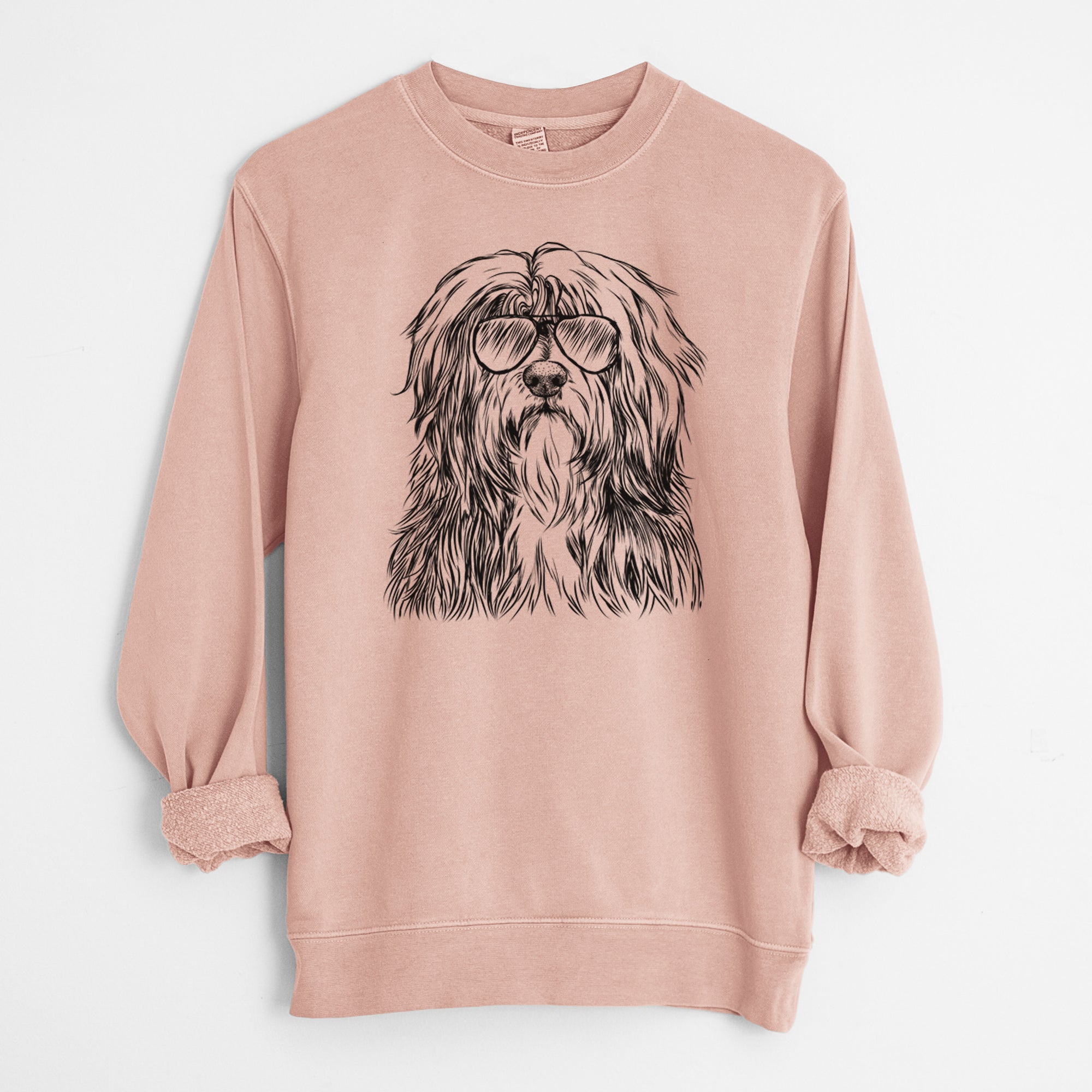 Aviator Otto the Polish Lowland Sheepdog - Unisex Pigment Dyed Crew Sweatshirt