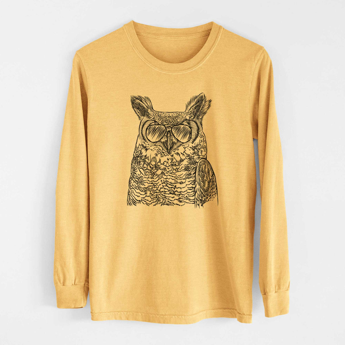 Aviators Ozwald the Grey Horned Owl - Heavyweight 100% Cotton Long Sleeve