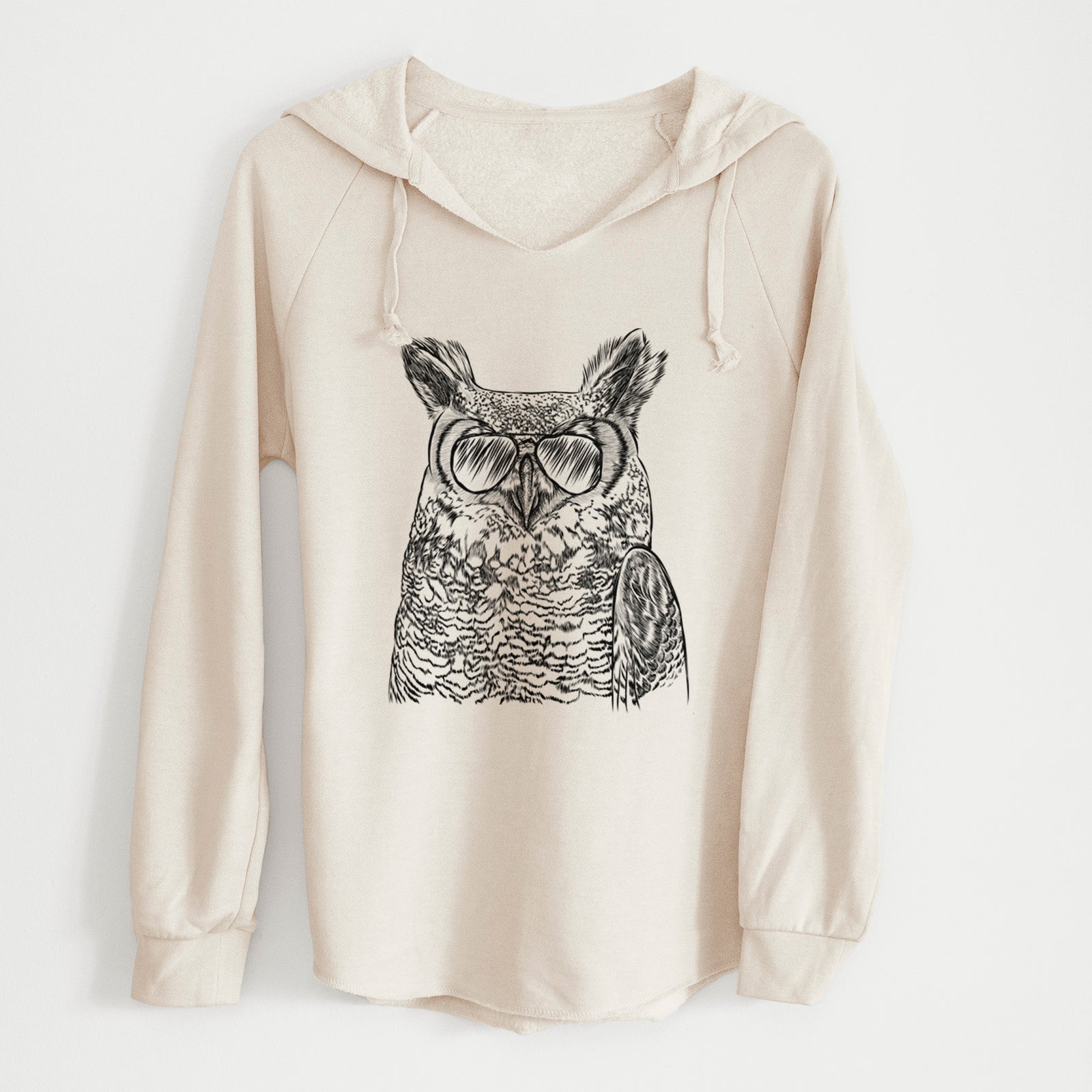 Aviator Ozwald the Grey Horned Owl - Cali Wave Hooded Sweatshirt