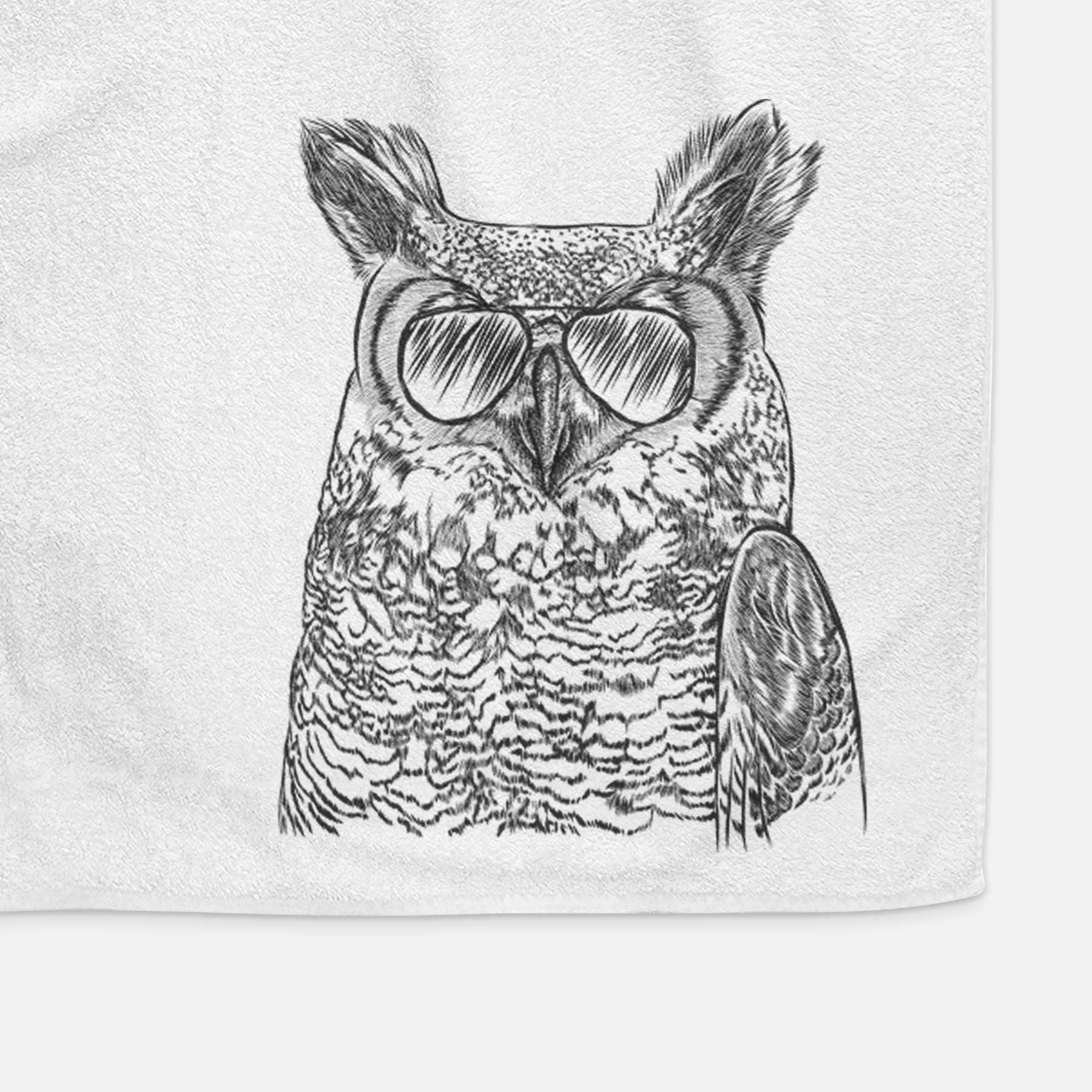 Ozwald the Grey Horned Owl Decorative Hand Towel