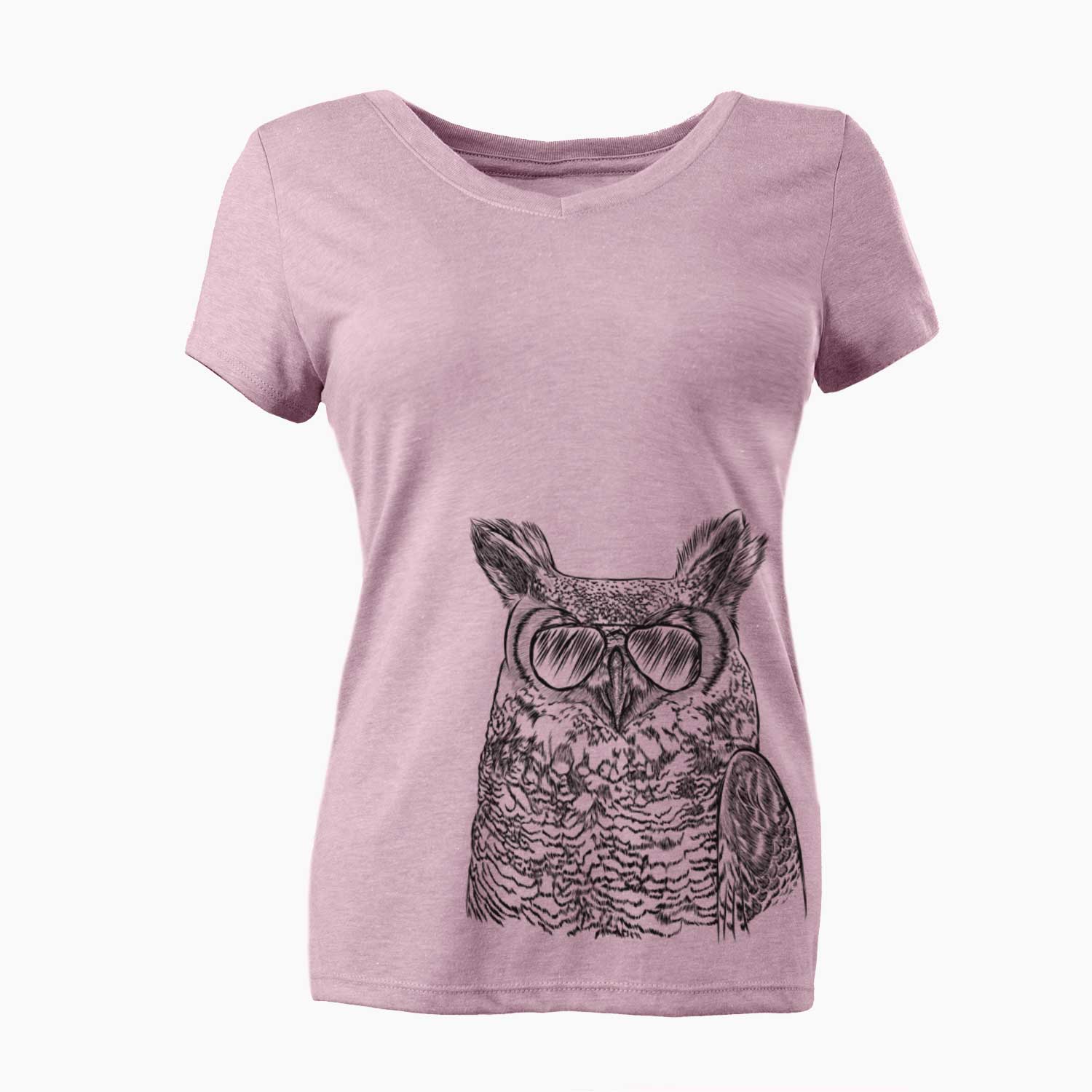 Aviator Ozwald the Grey Horned Owl - Women's V-neck Shirt