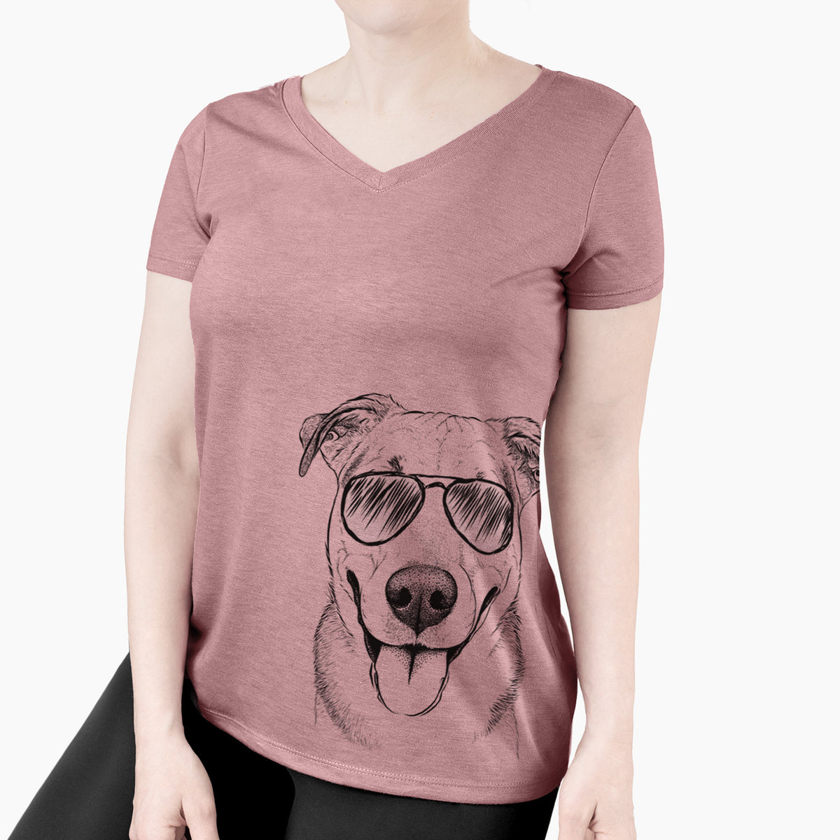 Aviator Padre the Pitbull Mix - Women's V-neck Shirt