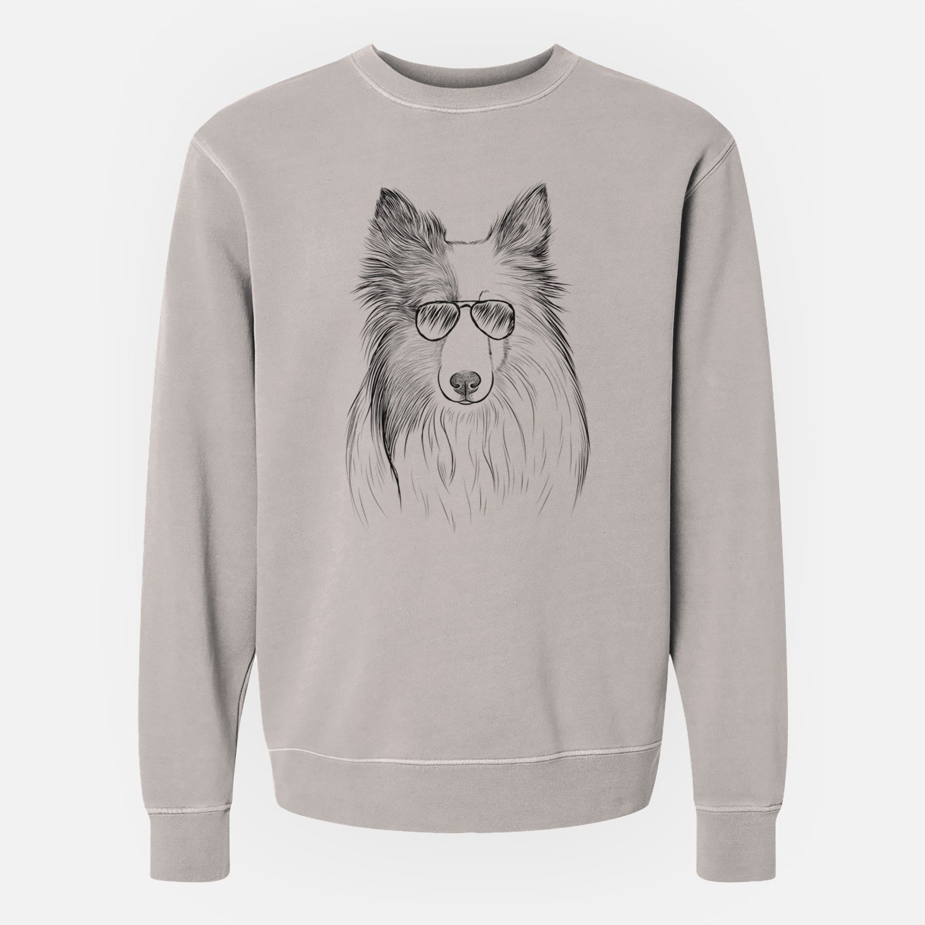 Aviator Palin the Shetland Sheepdog - Unisex Pigment Dyed Crew Sweatshirt