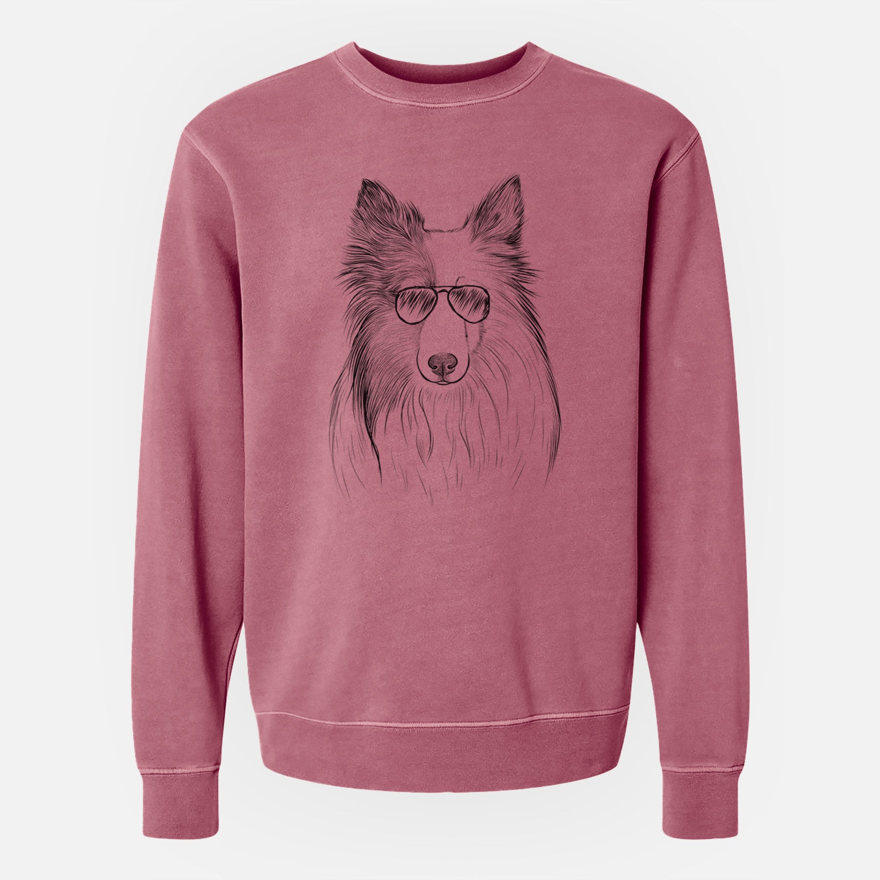 Aviator Palin the Shetland Sheepdog - Unisex Pigment Dyed Crew Sweatshirt