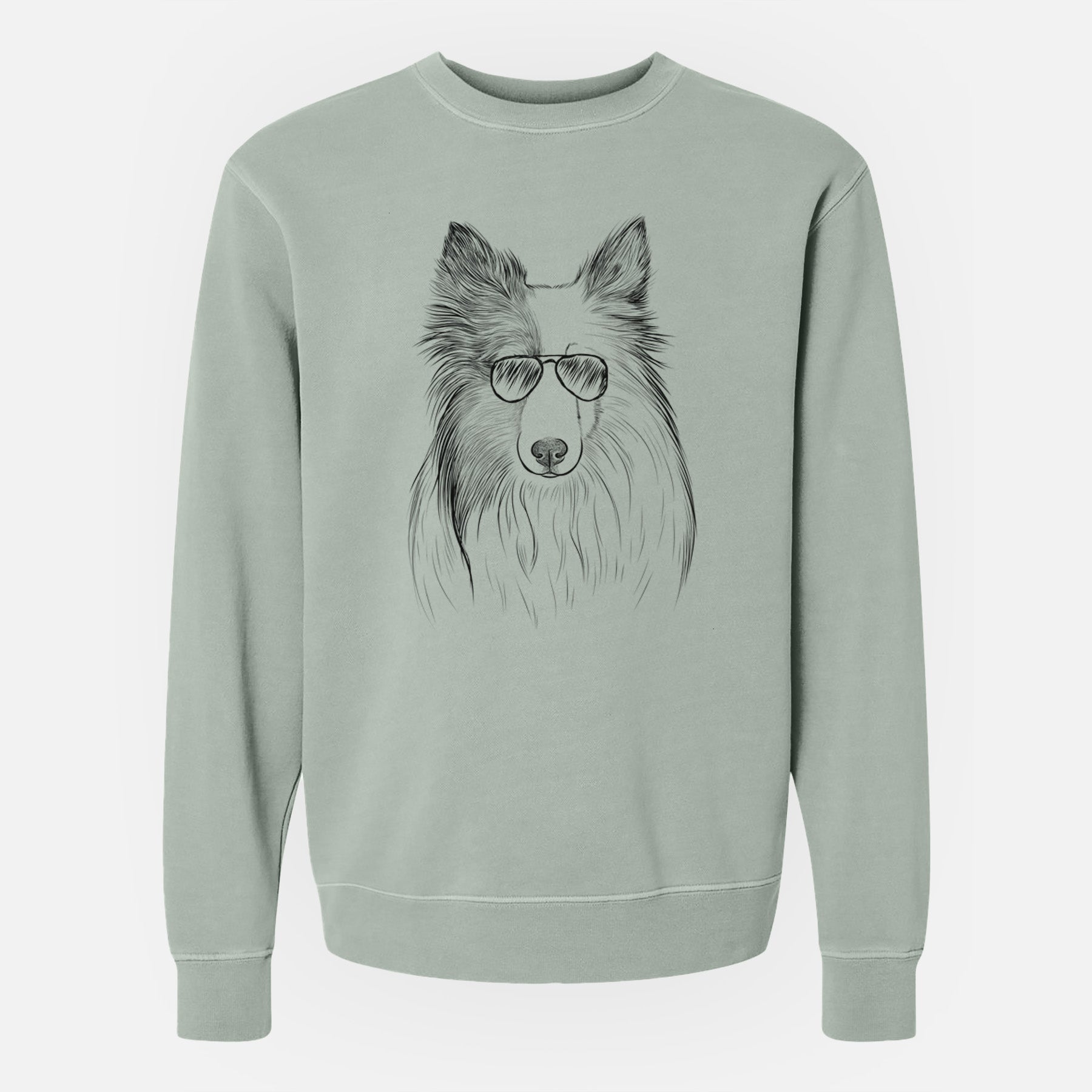 Aviator Palin the Shetland Sheepdog - Unisex Pigment Dyed Crew Sweatshirt