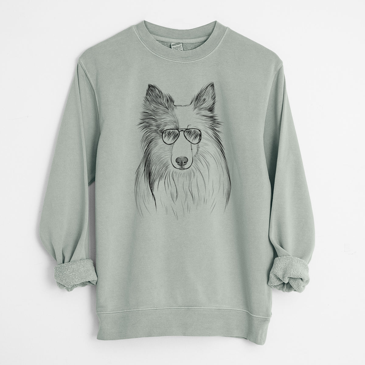 Aviator Palin the Shetland Sheepdog - Unisex Pigment Dyed Crew Sweatshirt