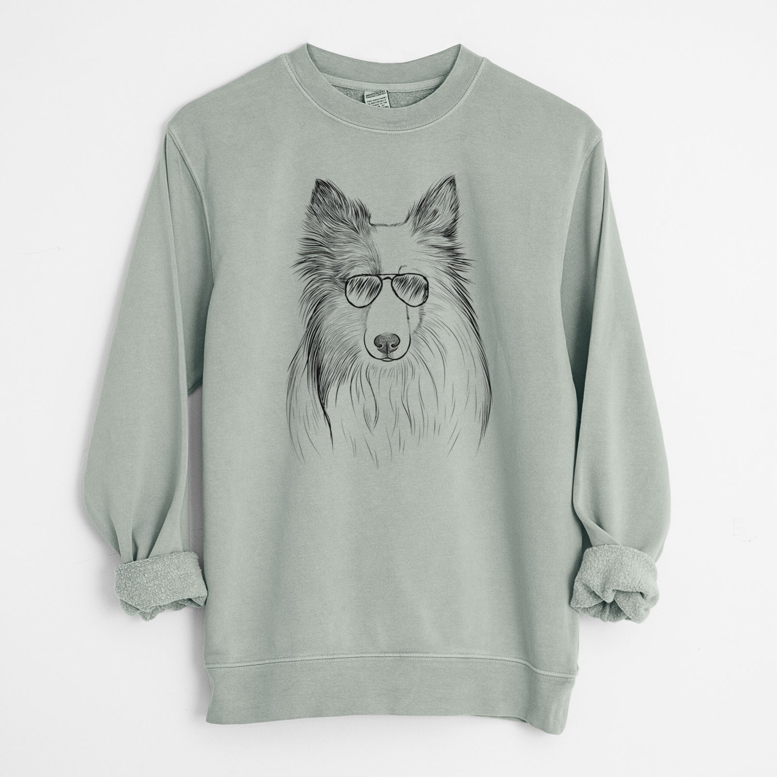Aviator Palin the Shetland Sheepdog - Unisex Pigment Dyed Crew Sweatshirt