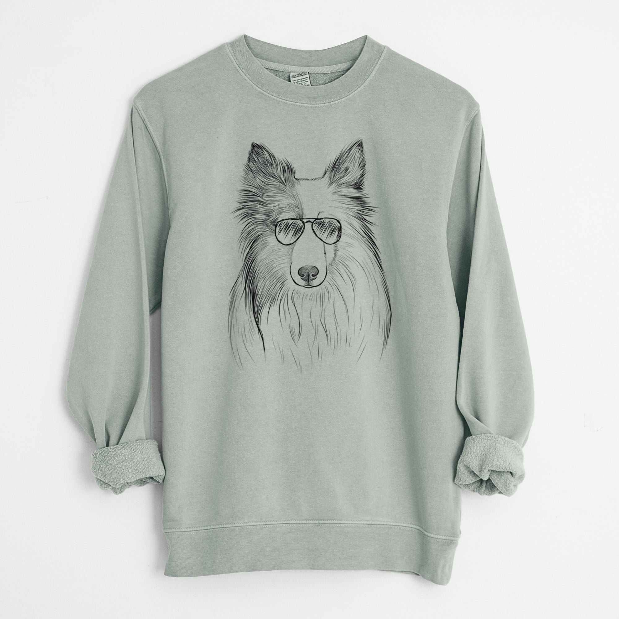 Aviator Palin the Shetland Sheepdog - Unisex Pigment Dyed Crew Sweatshirt