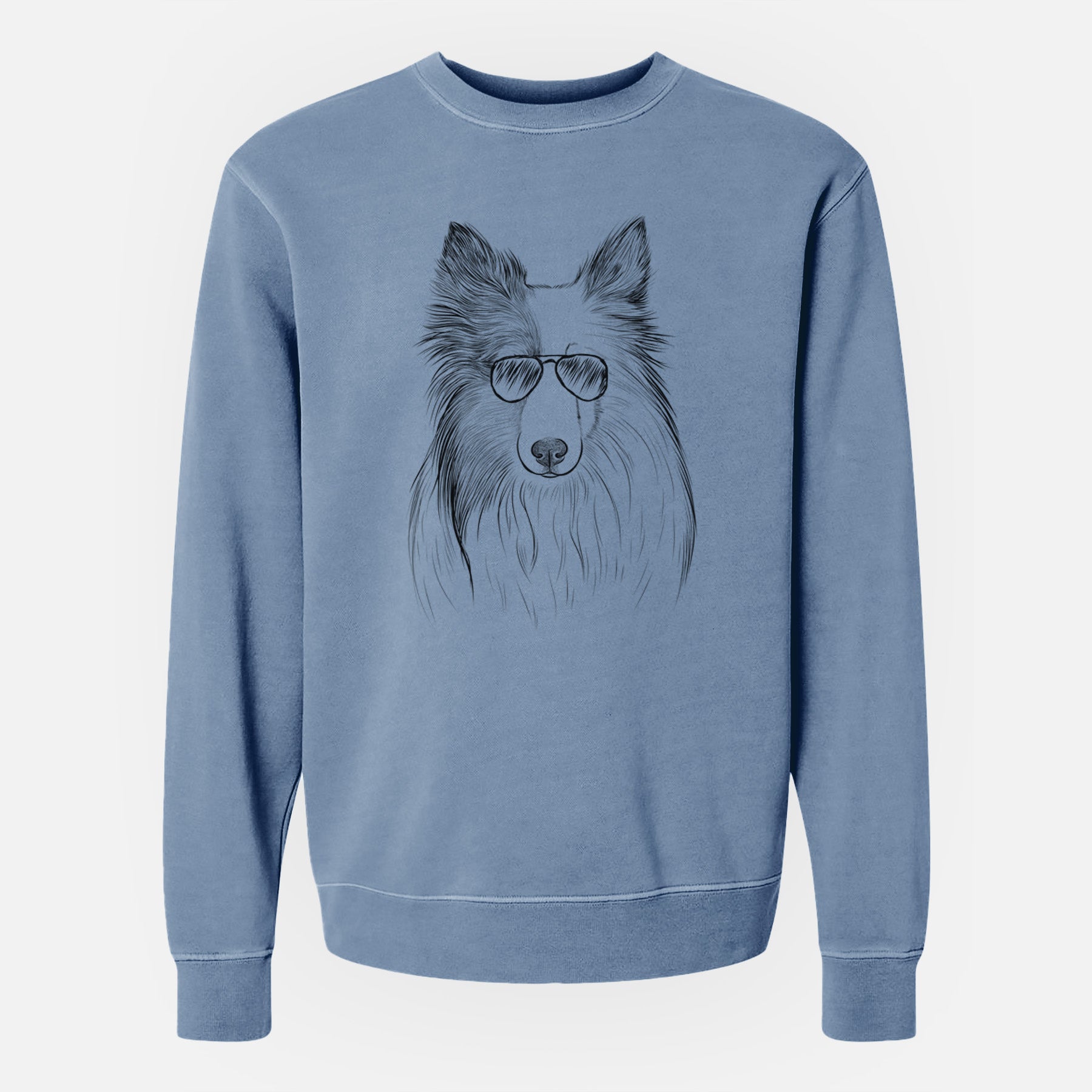 Aviator Palin the Shetland Sheepdog - Unisex Pigment Dyed Crew Sweatshirt