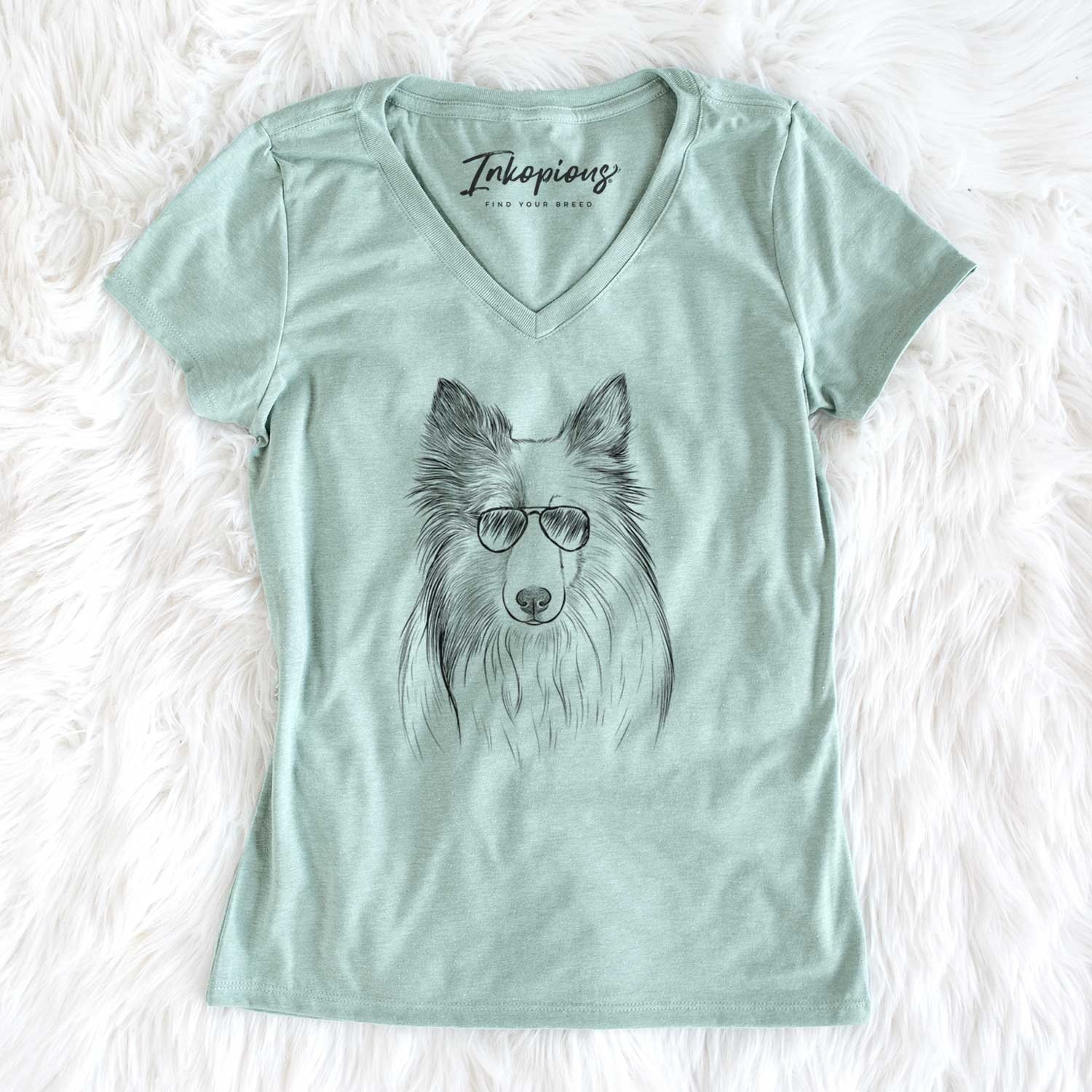 Aviator Palin the Shetland Sheepdog - Women's V-neck Shirt