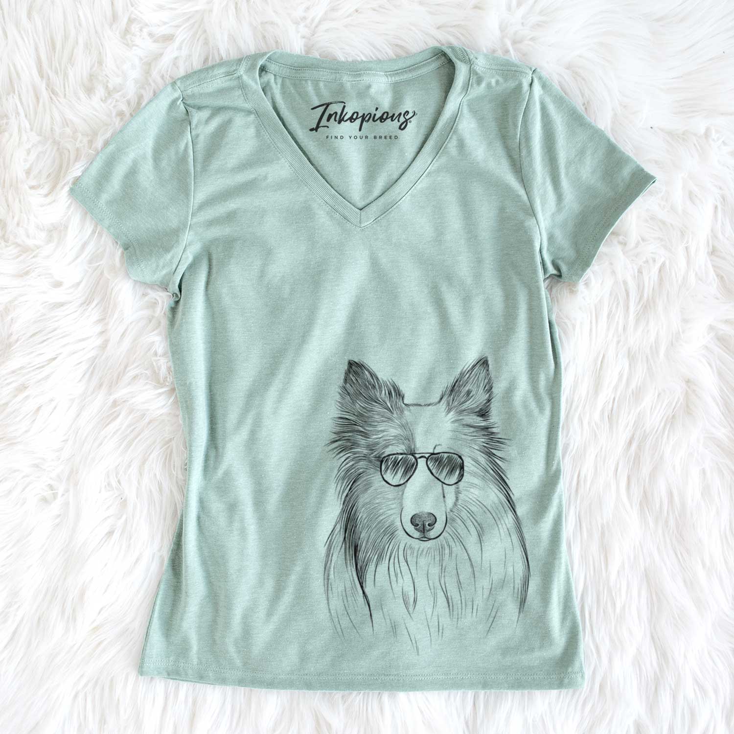 Aviator Palin the Shetland Sheepdog - Women's V-neck Shirt