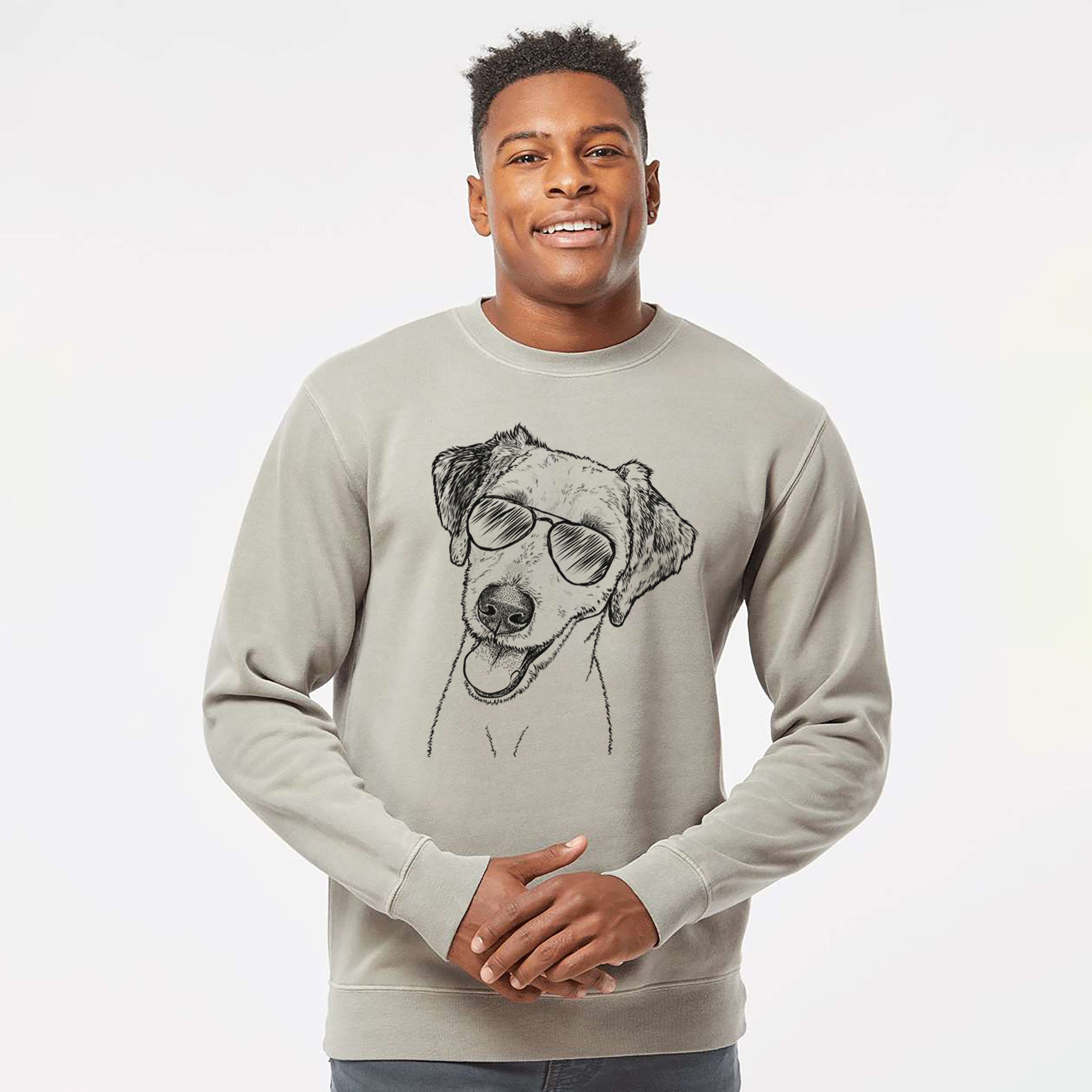 Aviator Palm Palm the Aussiedoodle - Unisex Pigment Dyed Crew Sweatshirt