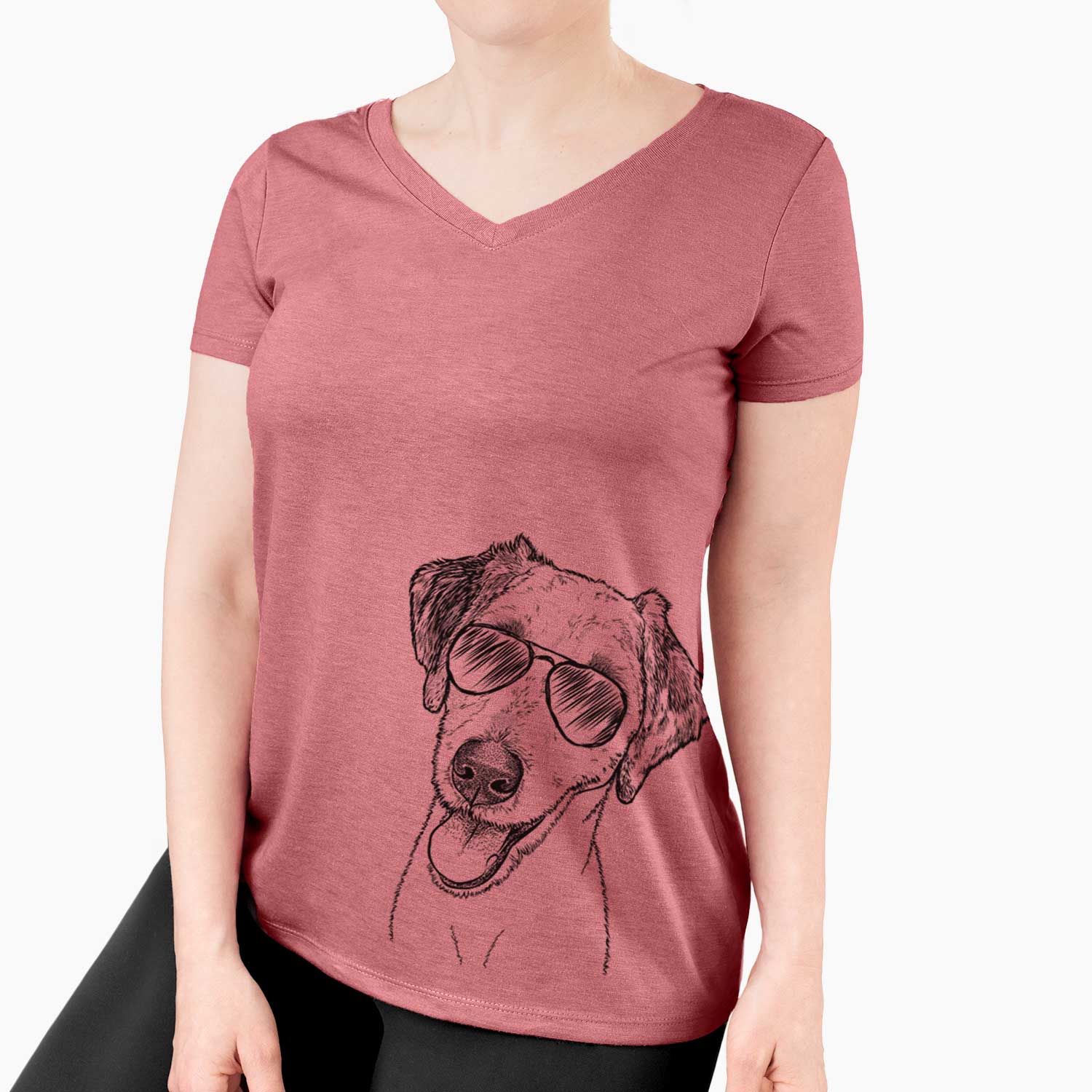 Aviator Palm Palm the Aussiedoodle - Women's V-neck Shirt