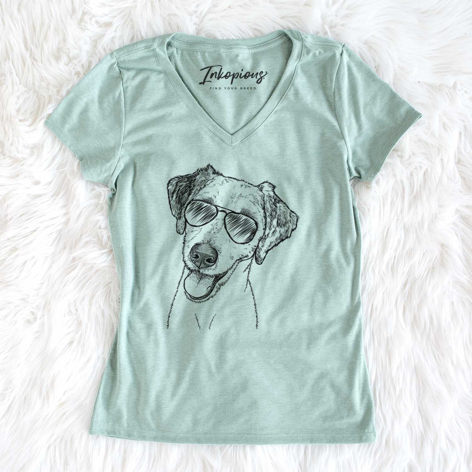 Aviator Palm Palm the Aussiedoodle - Women's V-neck Shirt