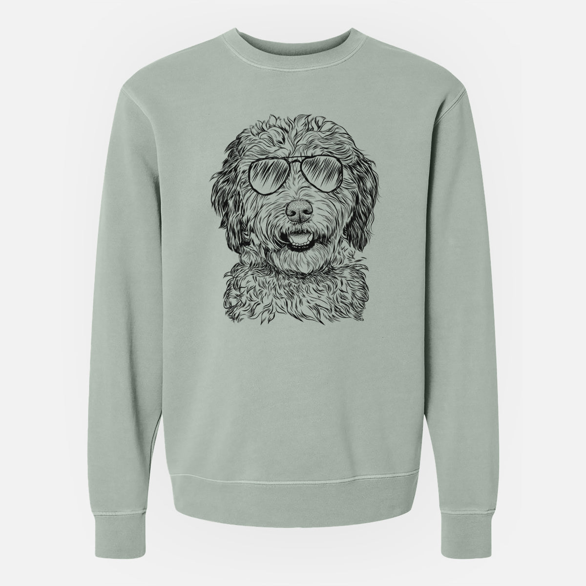 Aviator Palmer the Aussiedoodle - Unisex Pigment Dyed Crew Sweatshirt