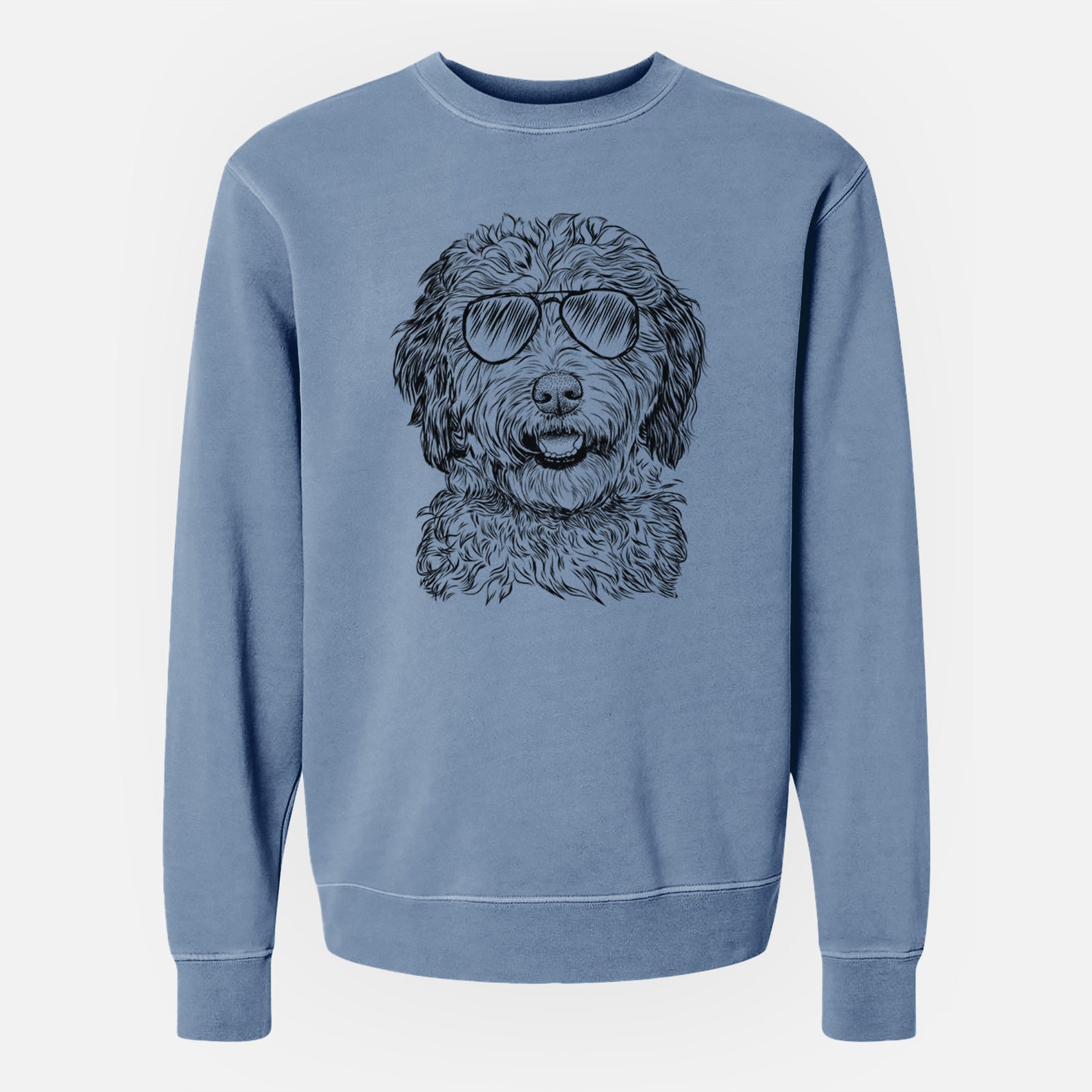 Aviator Palmer the Aussiedoodle - Unisex Pigment Dyed Crew Sweatshirt