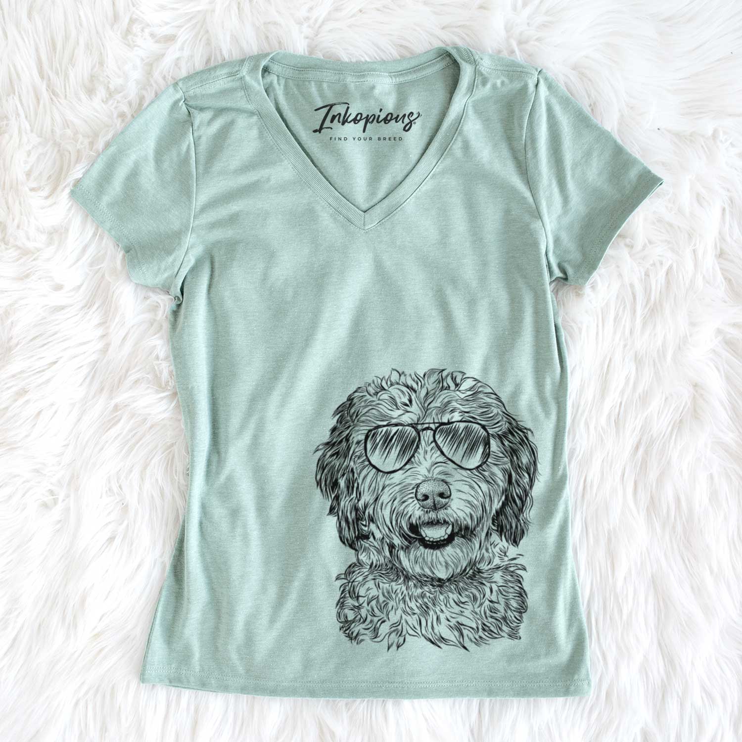 Aviator Palmer the Aussiedoodle - Women's V-neck Shirt