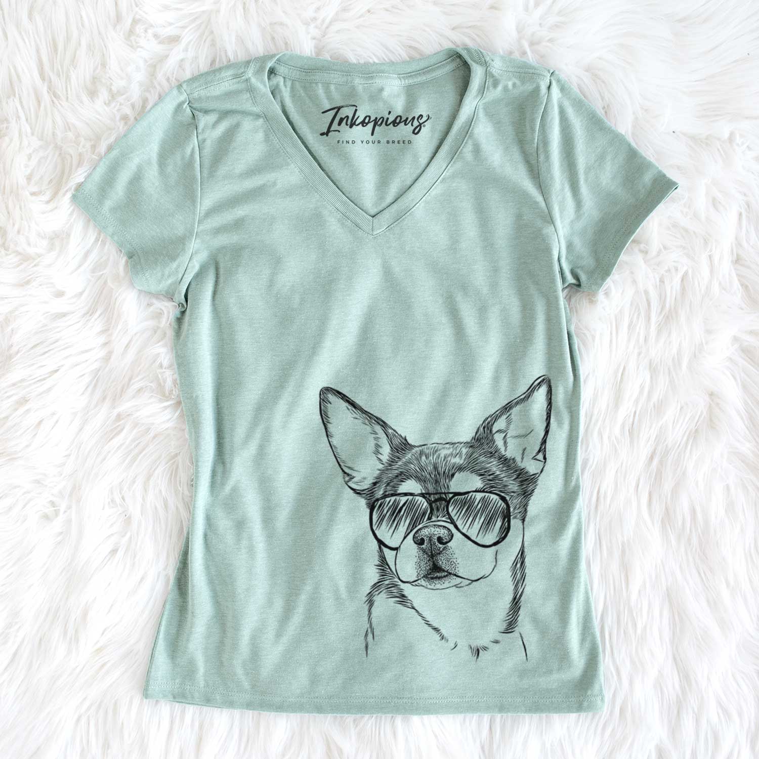 Aviator Paris the Chihuahua - Women's V-neck Shirt