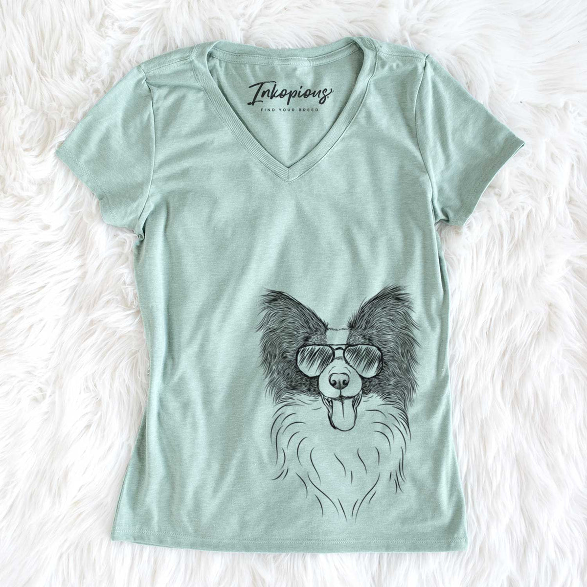 Aviator Patrick the Papillon - Women's V-neck Shirt