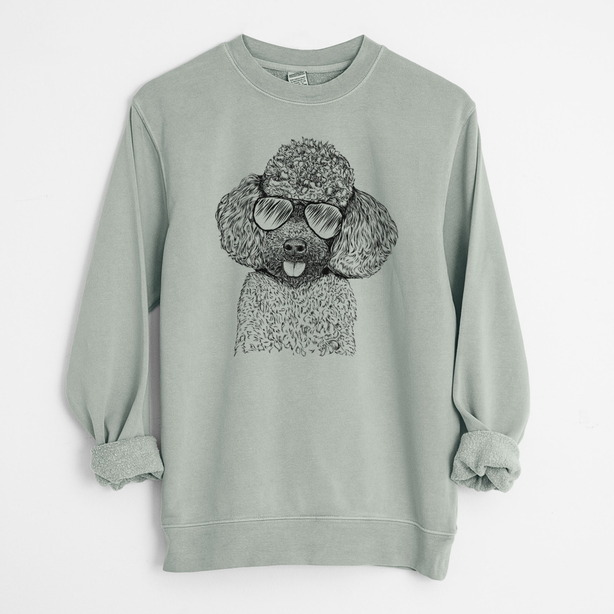 Aviator George the Toy Poodle - Unisex Pigment Dyed Crew Sweatshirt