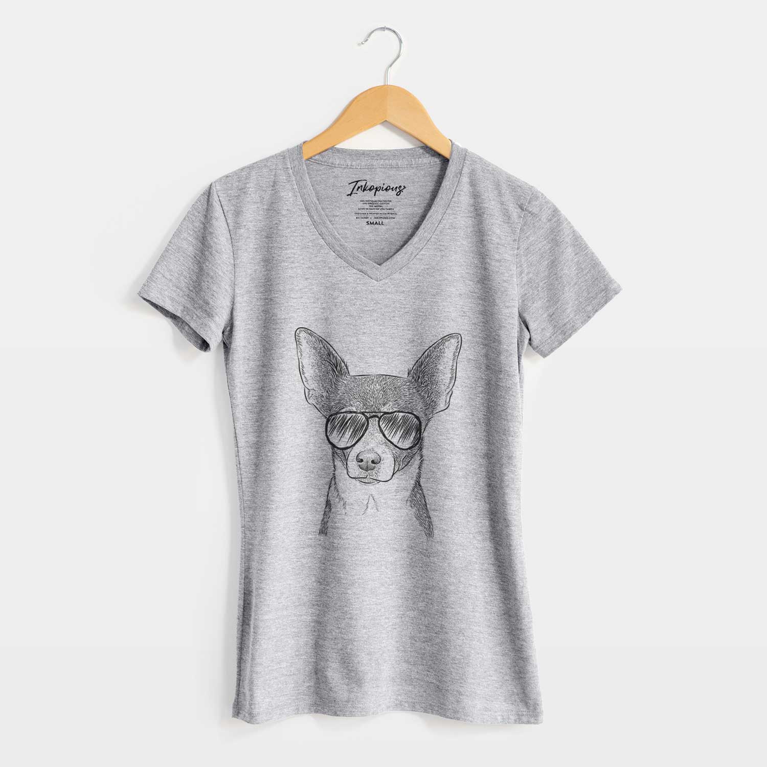 Aviator Peanut the Chihuahua - Women's V-neck Shirt