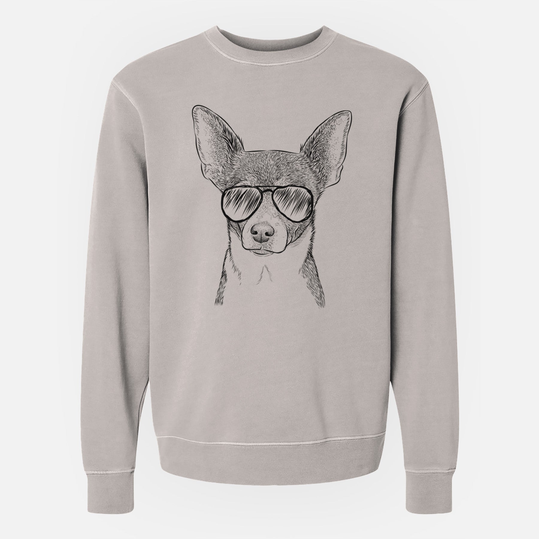 Aviator Peanut the Chihuahua - Unisex Pigment Dyed Crew Sweatshirt