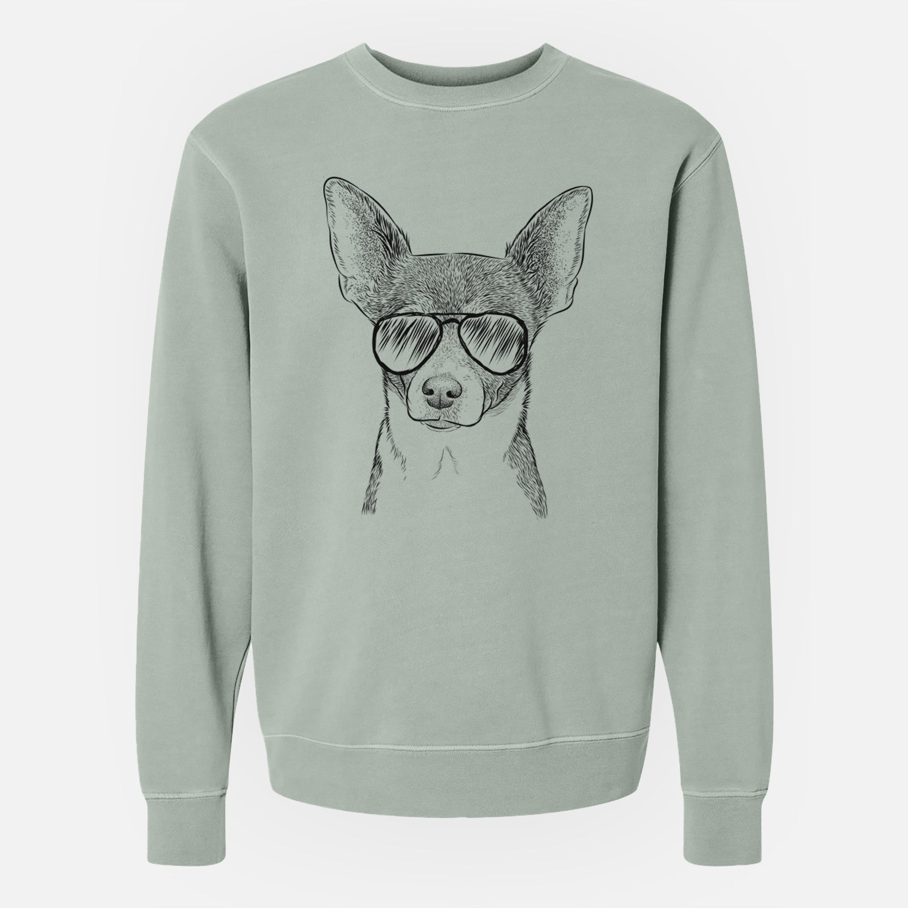 Aviator Peanut the Chihuahua - Unisex Pigment Dyed Crew Sweatshirt