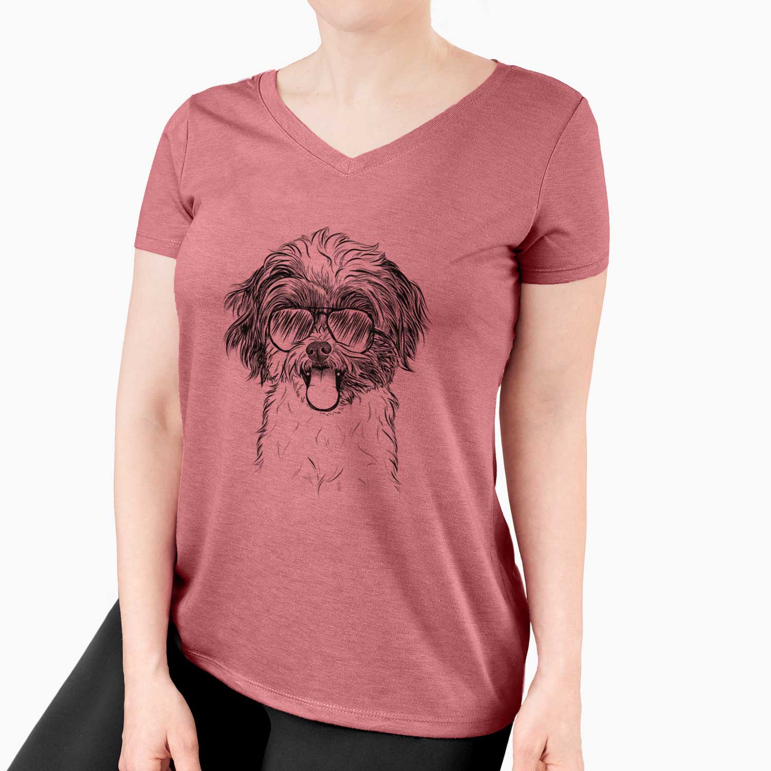 Aviator Pepper the Shihpoo - Women's V-neck Shirt