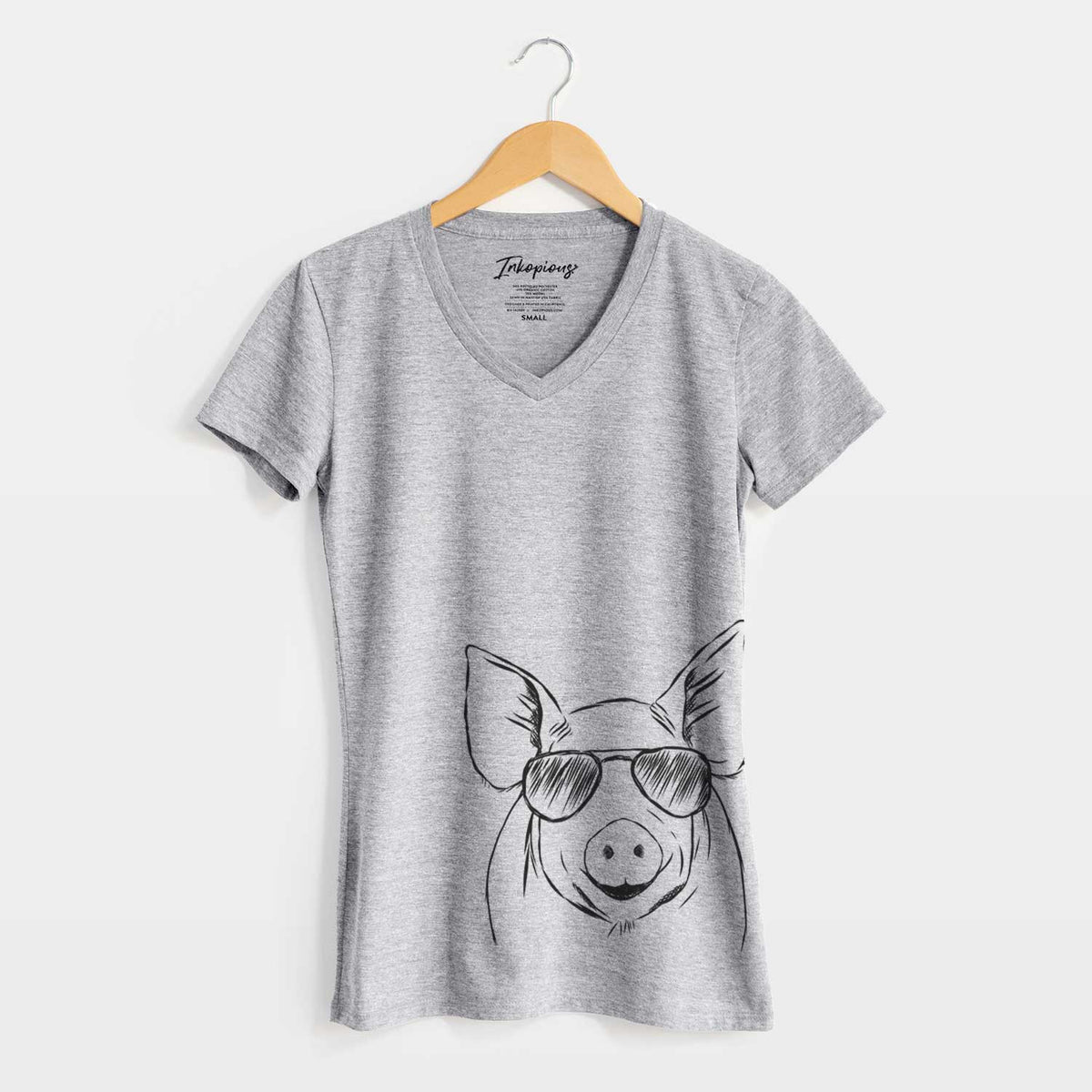 Aviator Perry the Pig - Women&#39;s V-neck Shirt