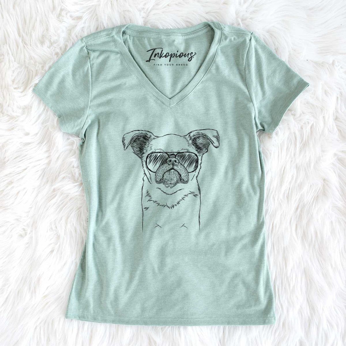Aviator Petit Penny the Brussels Griffon - Women's V-neck Shirt
