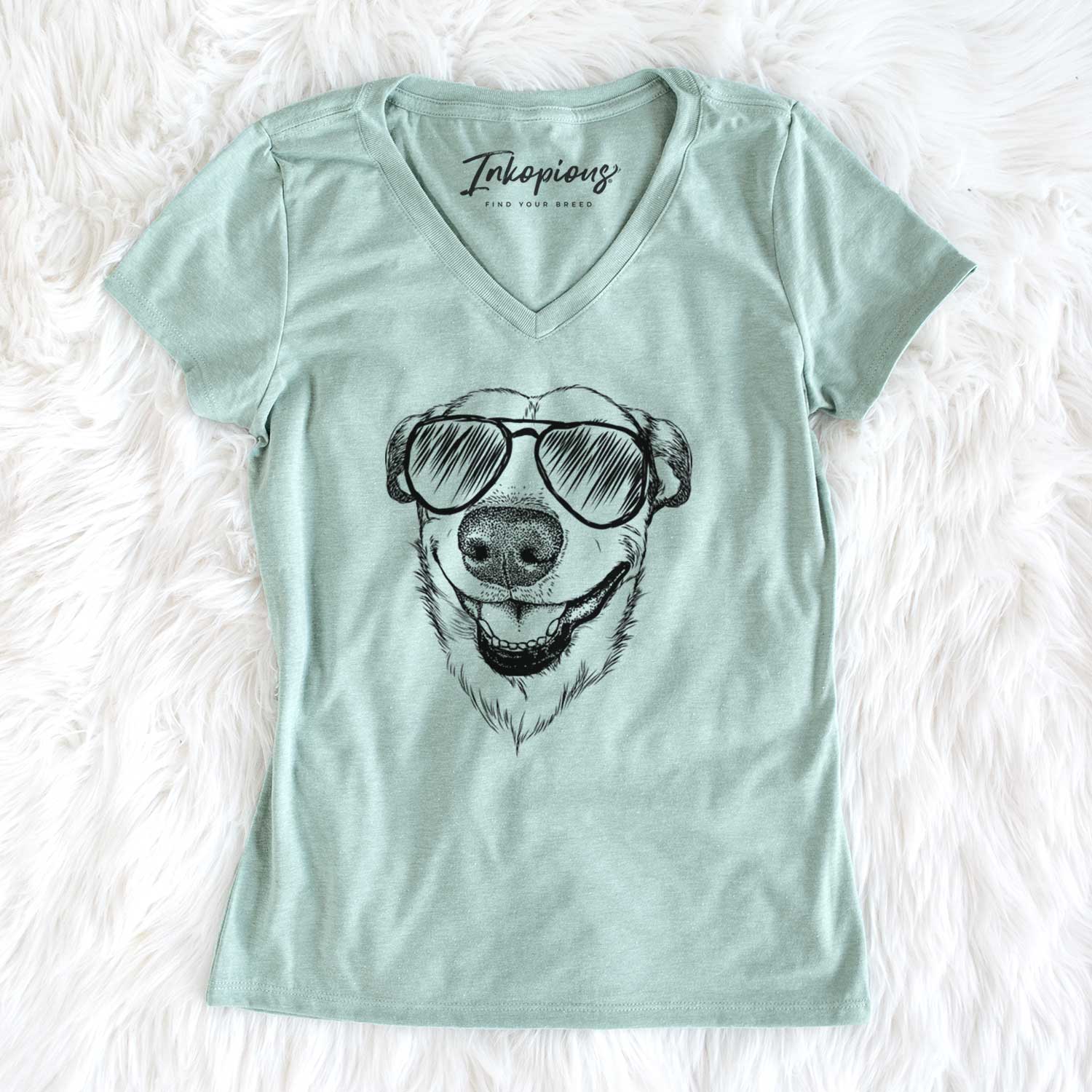 Aviator Petrah the Staffy Mix - Women's V-neck Shirt