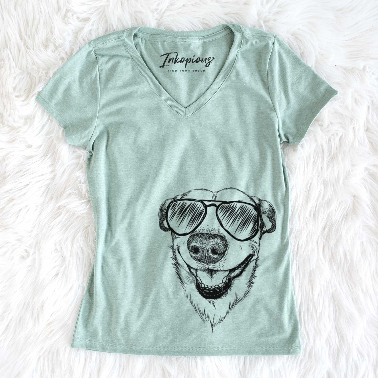 Aviator Petrah the Staffy Mix - Women's V-neck Shirt