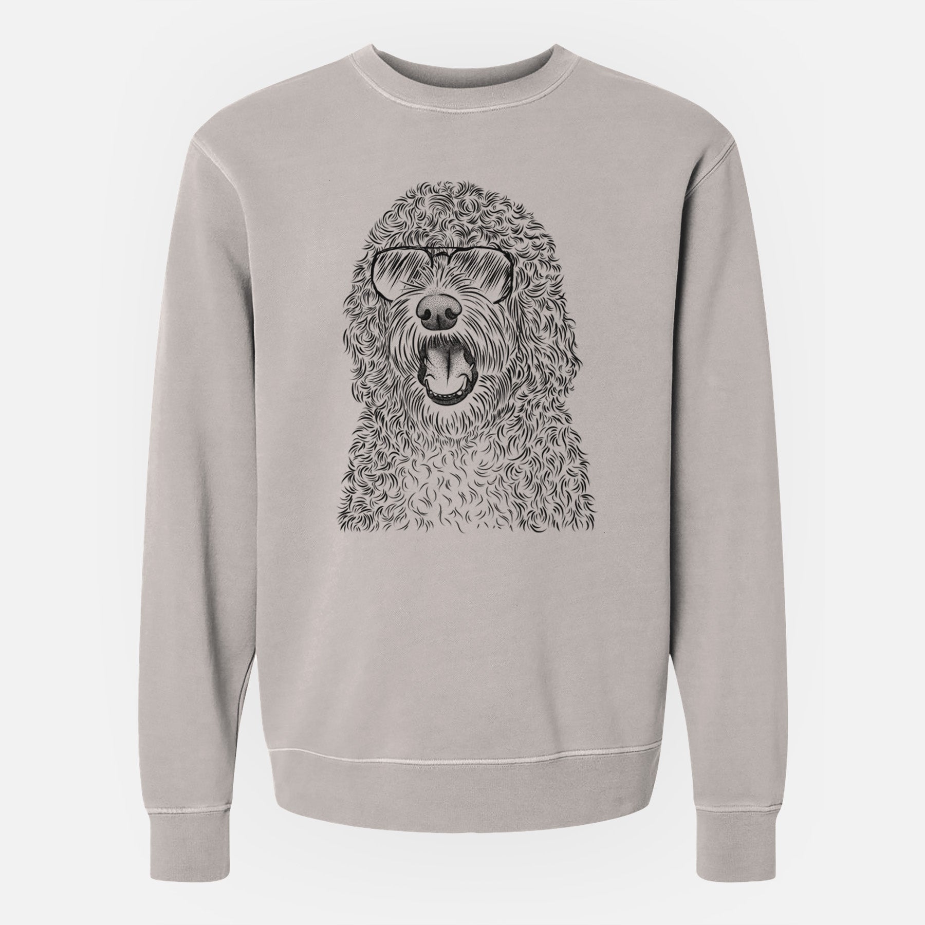 Aviator Phillip the Portuguese Water Dog - Unisex Pigment Dyed Crew Sweatshirt