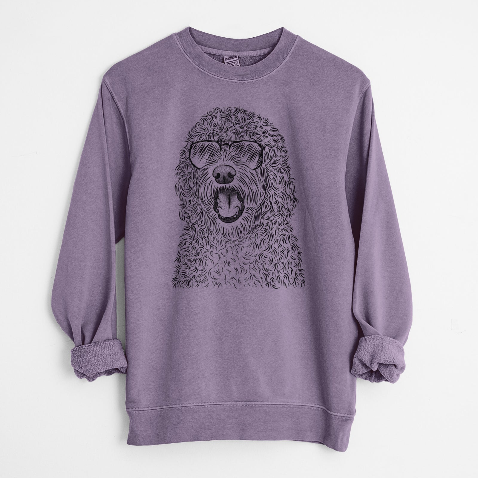 Aviator Phillip the Portuguese Water Dog - Unisex Pigment Dyed Crew Sweatshirt