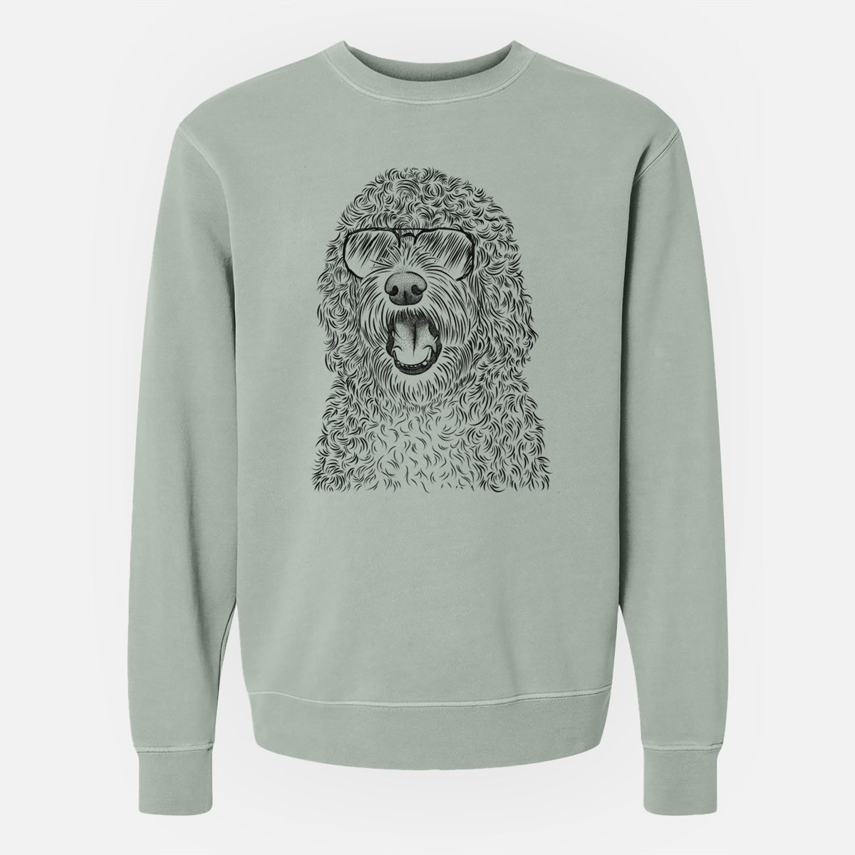 Aviator Phillip the Portuguese Water Dog - Unisex Pigment Dyed Crew Sweatshirt