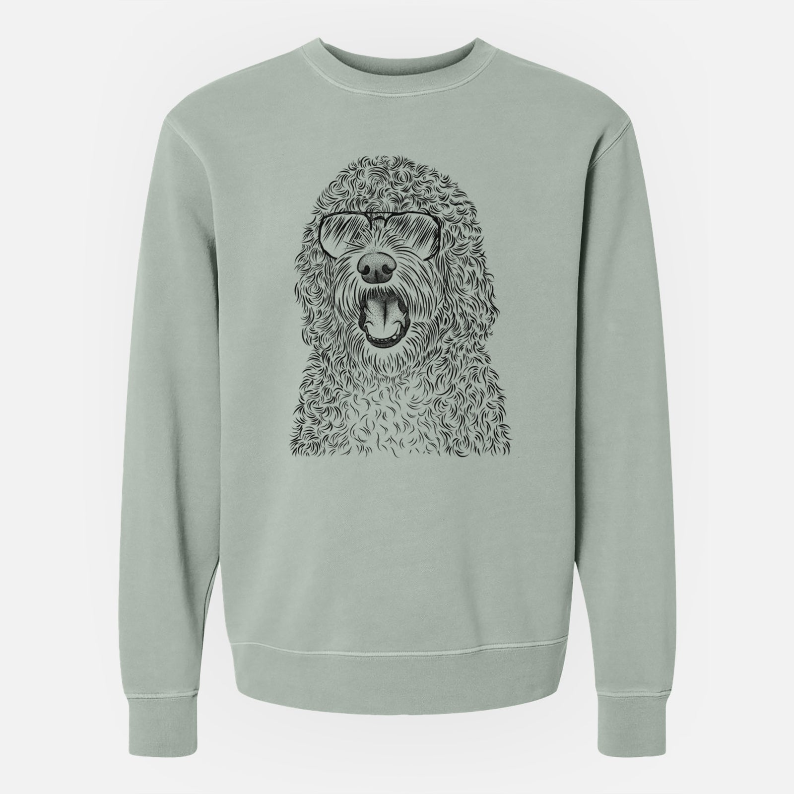 Aviator Phillip the Portuguese Water Dog - Unisex Pigment Dyed Crew Sweatshirt
