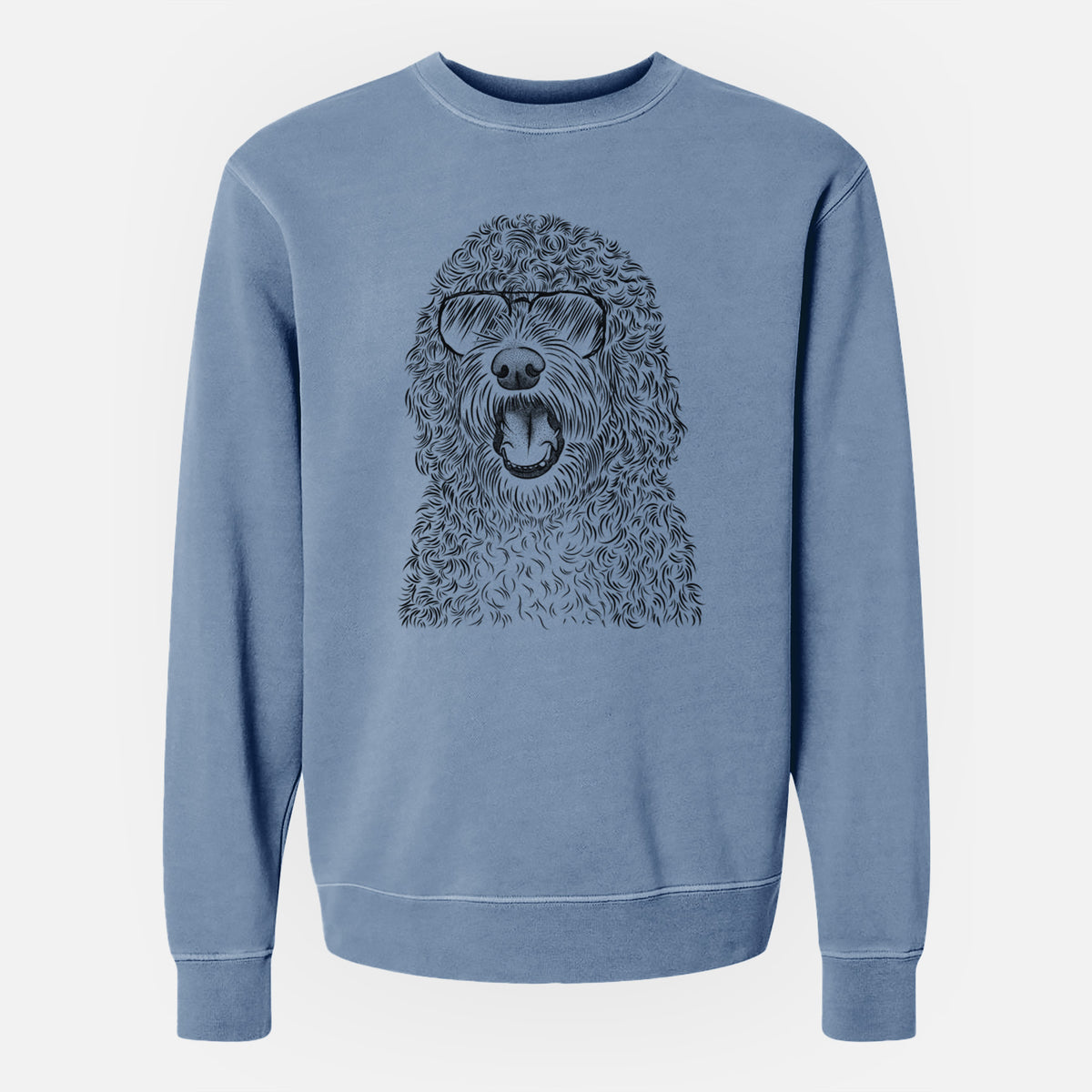 Aviator Phillip the Portuguese Water Dog - Unisex Pigment Dyed Crew Sweatshirt