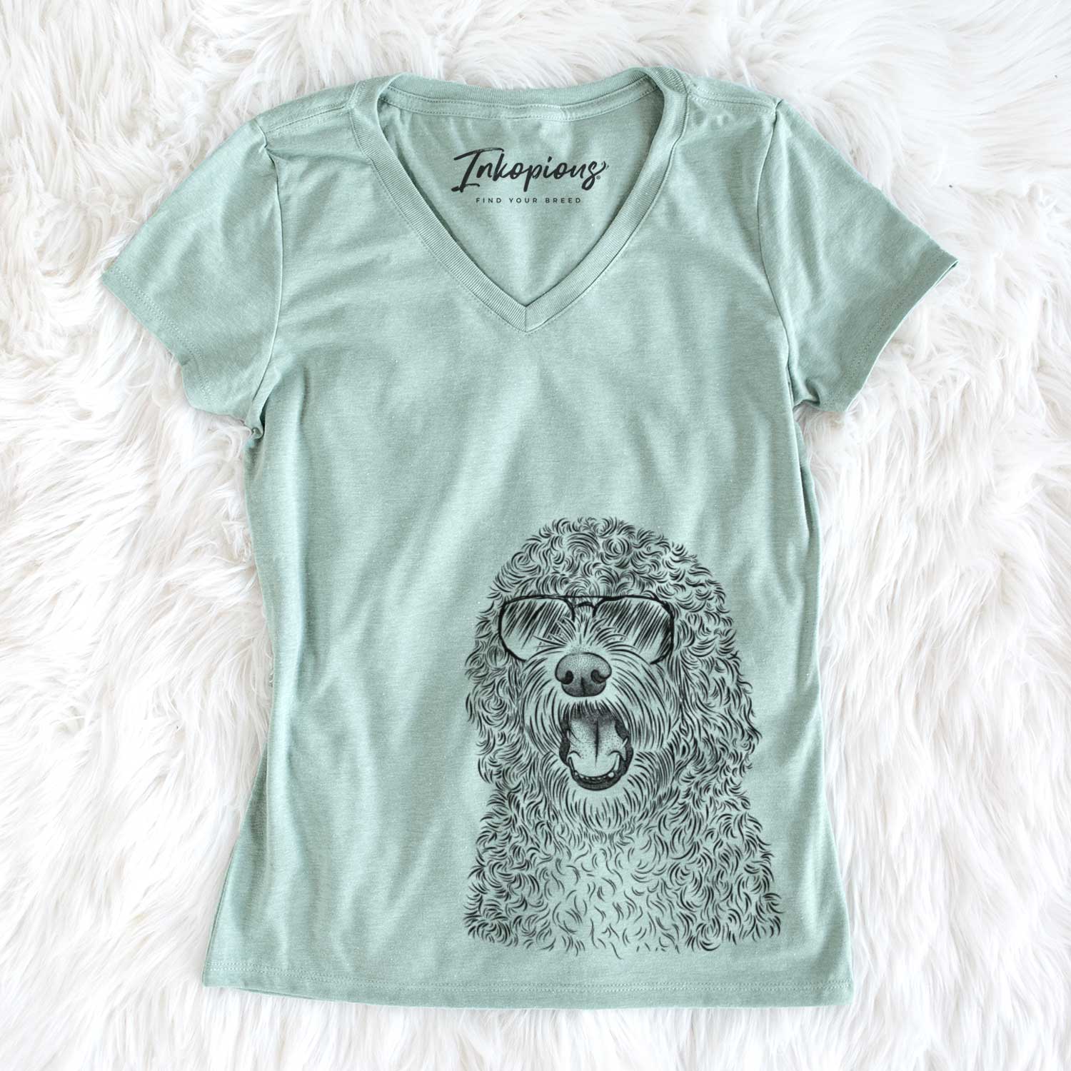 Aviator Phillip the Portuguese Water Dog - Women's V-neck Shirt