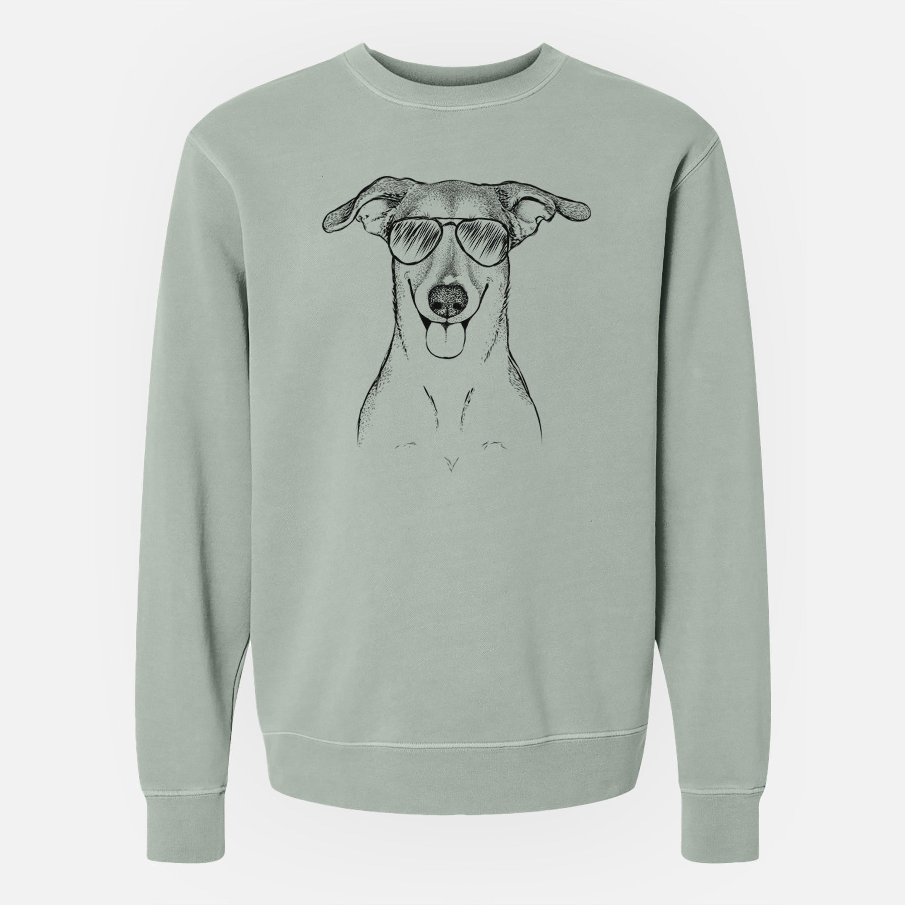 Aviator Phoebe the Corgi Mix - Unisex Pigment Dyed Crew Sweatshirt