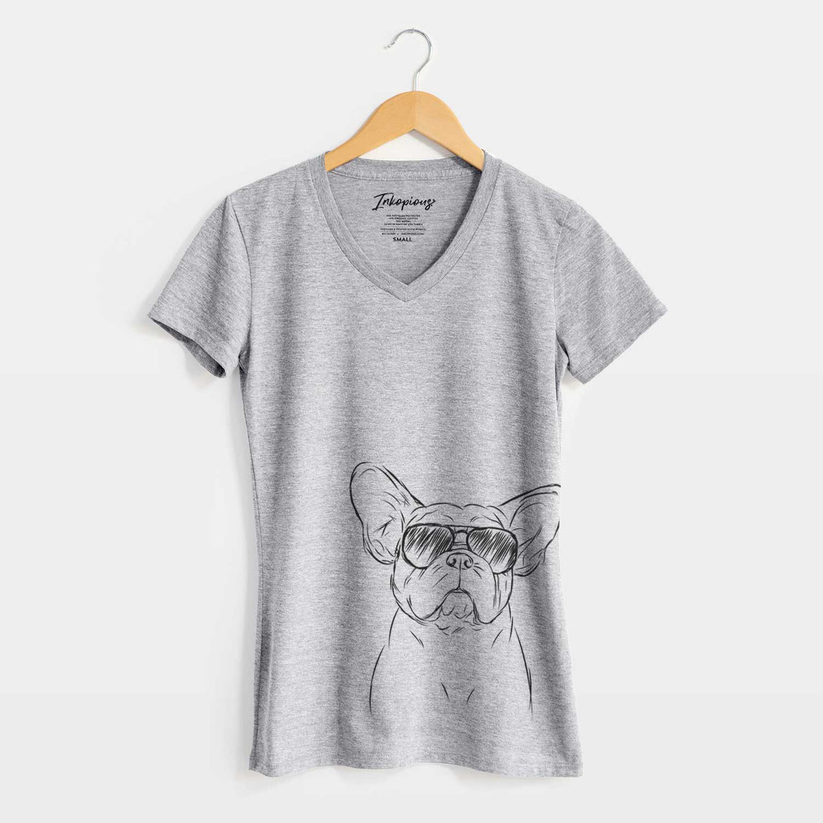 Aviator Pierre the French Bulldog - Women&#39;s V-neck Shirt