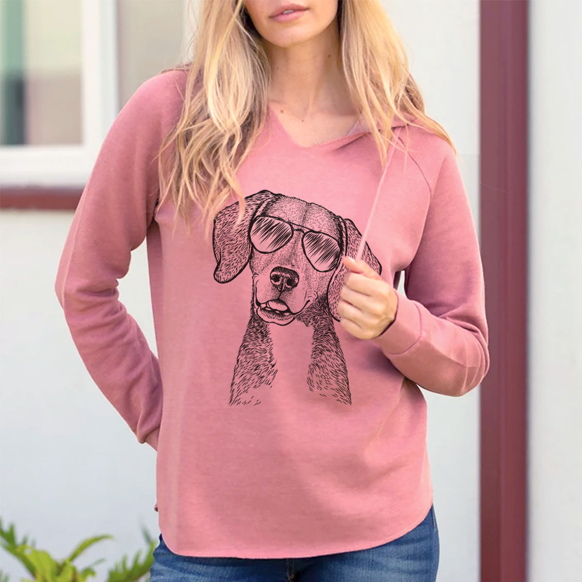 Aviator Piggy the Beagle Mix - Cali Wave Hooded Sweatshirt