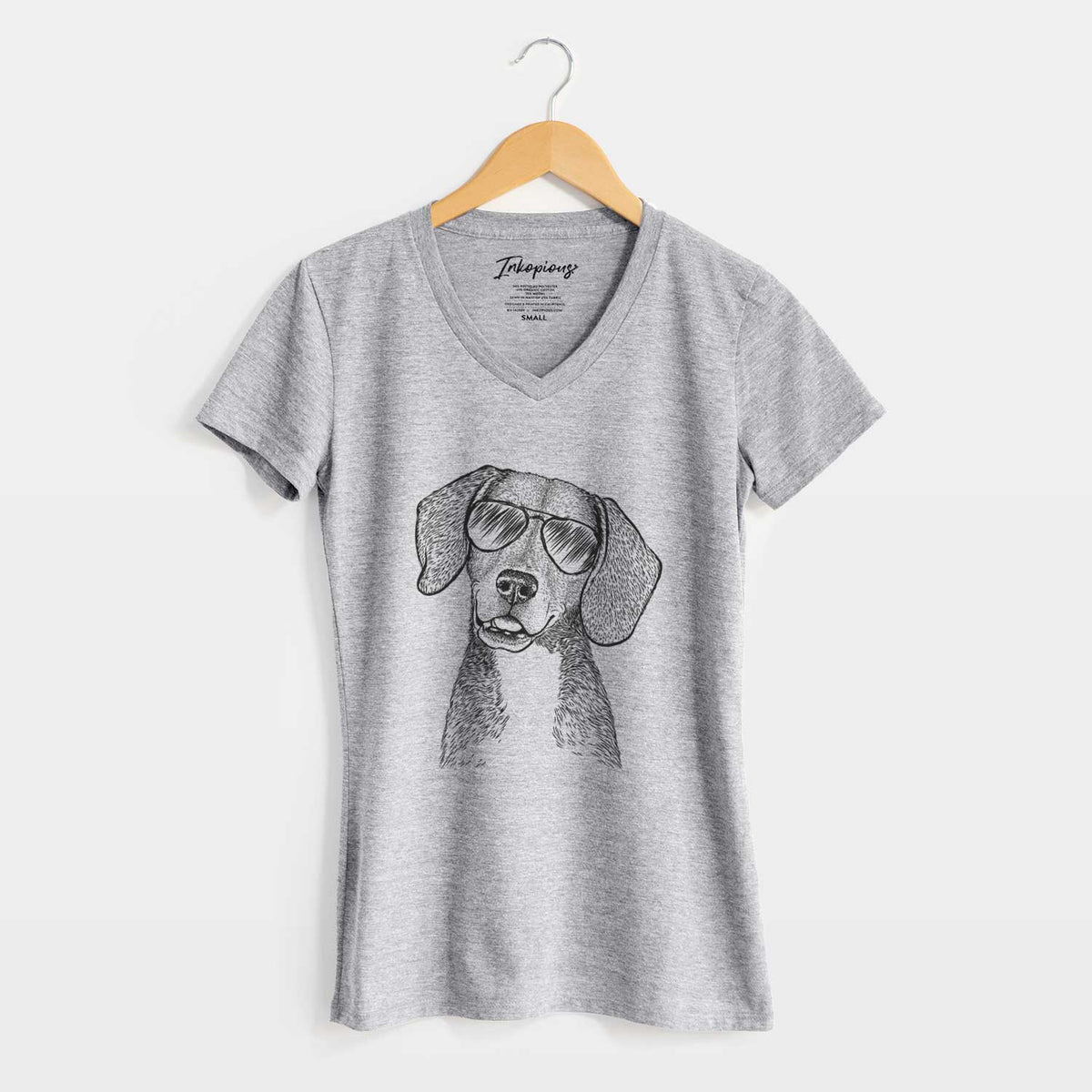 Aviator Piggy the Beagle Mix - Women's V-neck Shirt