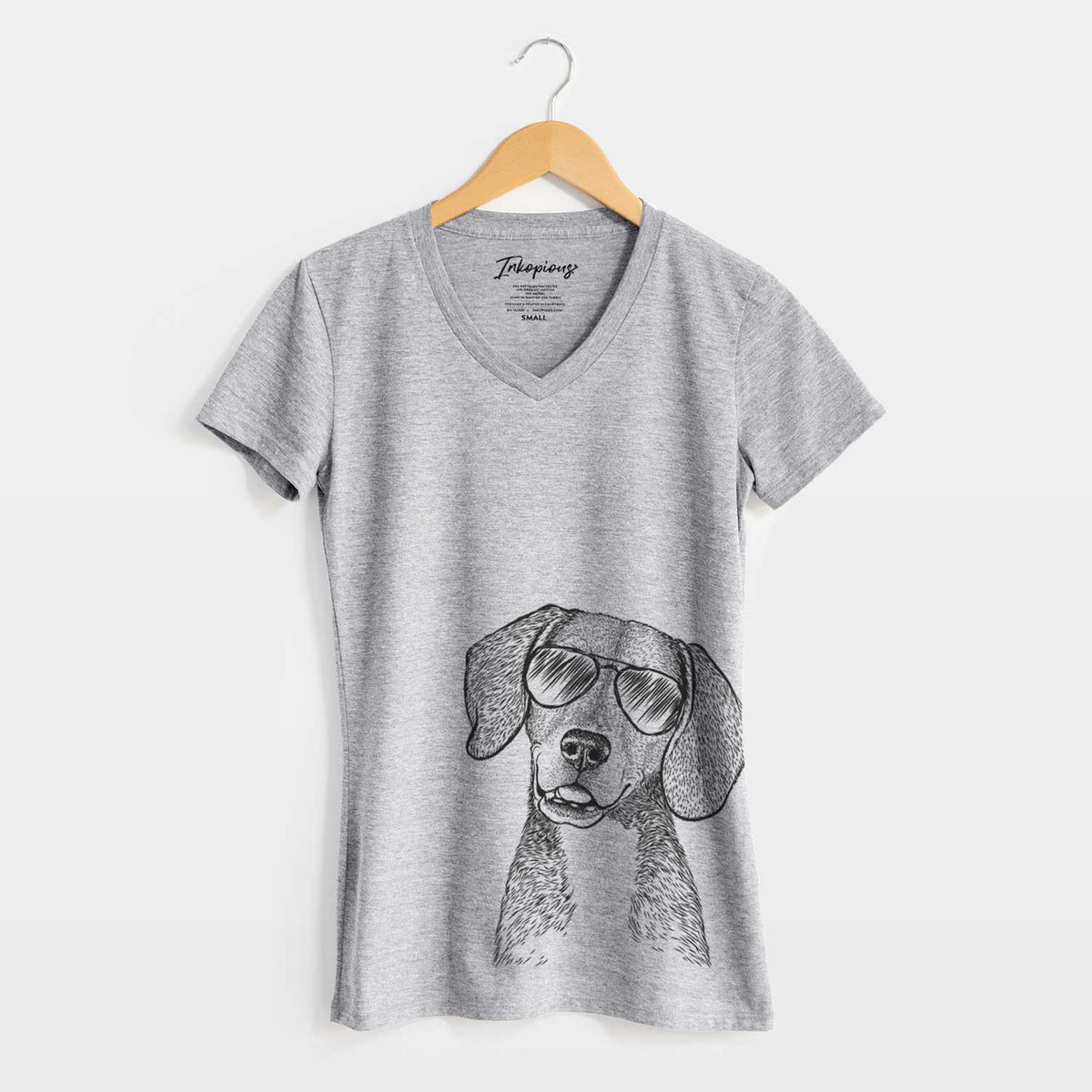 Aviator Piggy the Beagle Mix - Women&#39;s V-neck Shirt