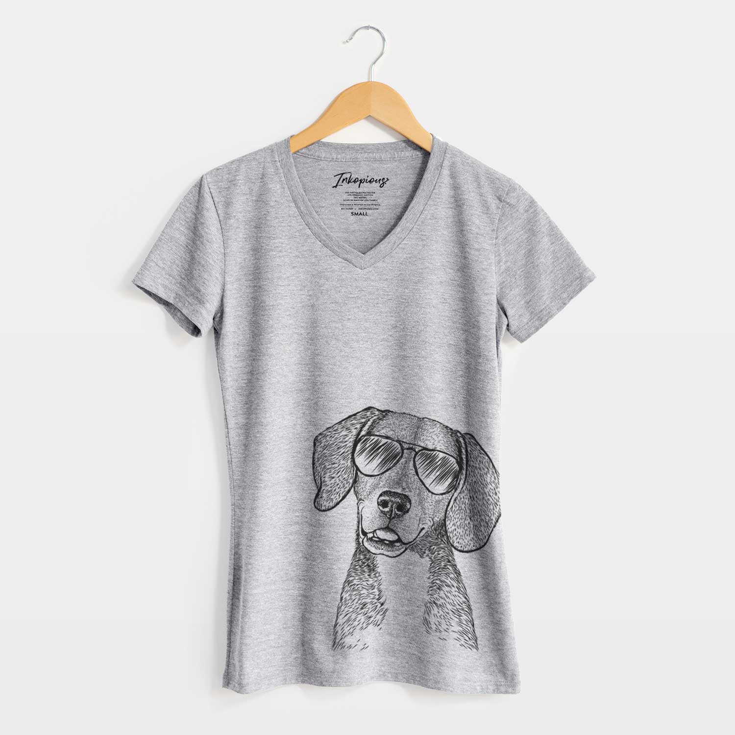 Aviator Piggy the Beagle Mix - Women's V-neck Shirt
