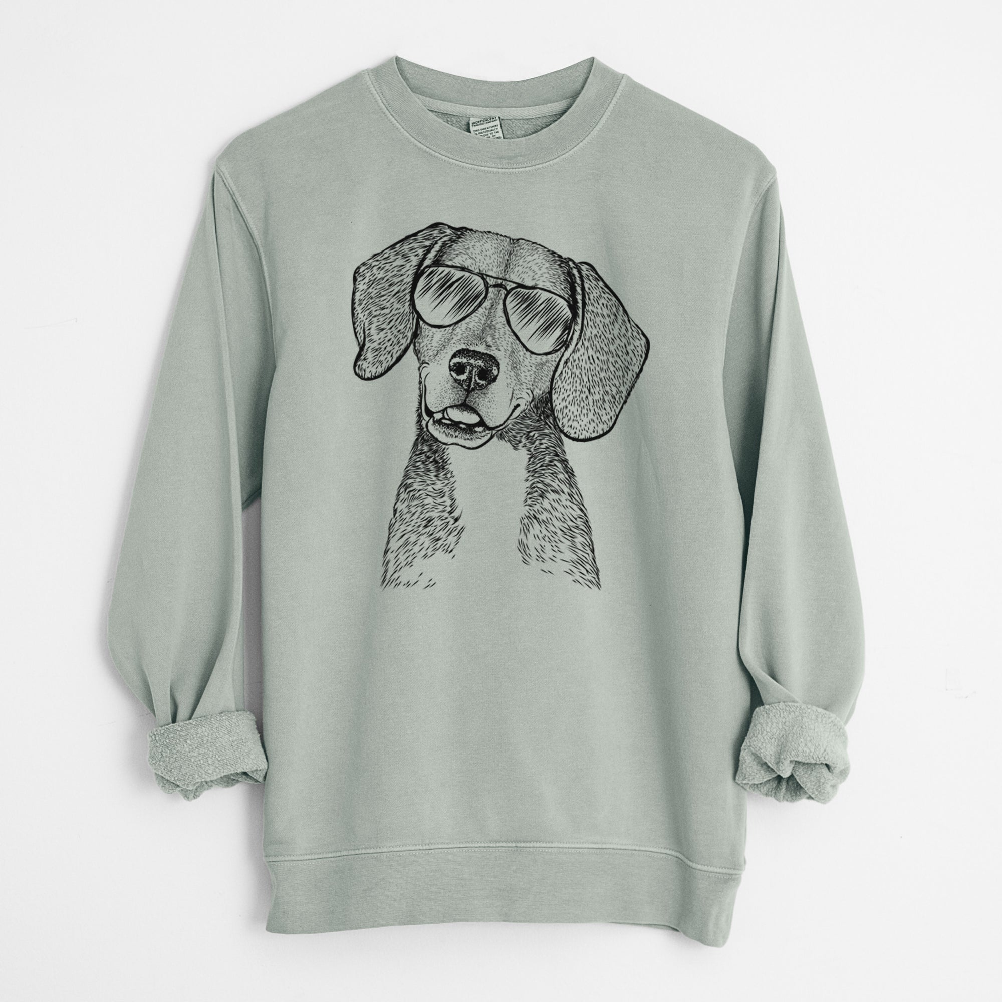 Aviator Piggy the Beagle Mix - Unisex Pigment Dyed Crew Sweatshirt