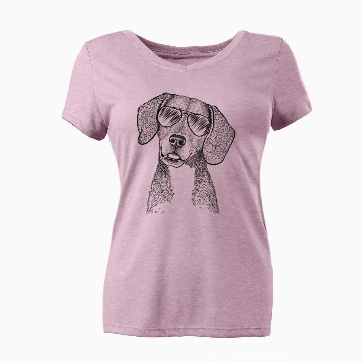 Aviator Piggy the Beagle Mix - Women's V-neck Shirt