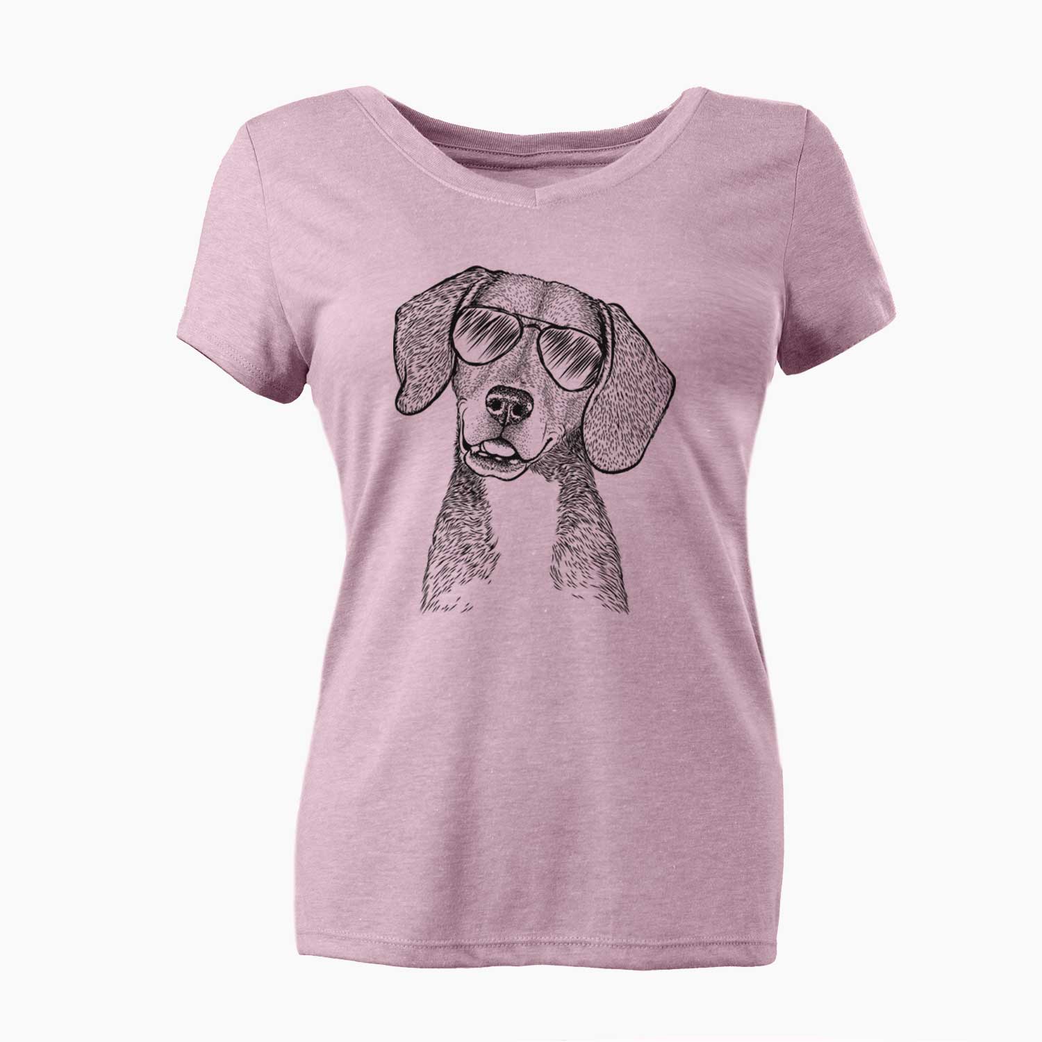 Aviator Piggy the Beagle Mix - Women's V-neck Shirt
