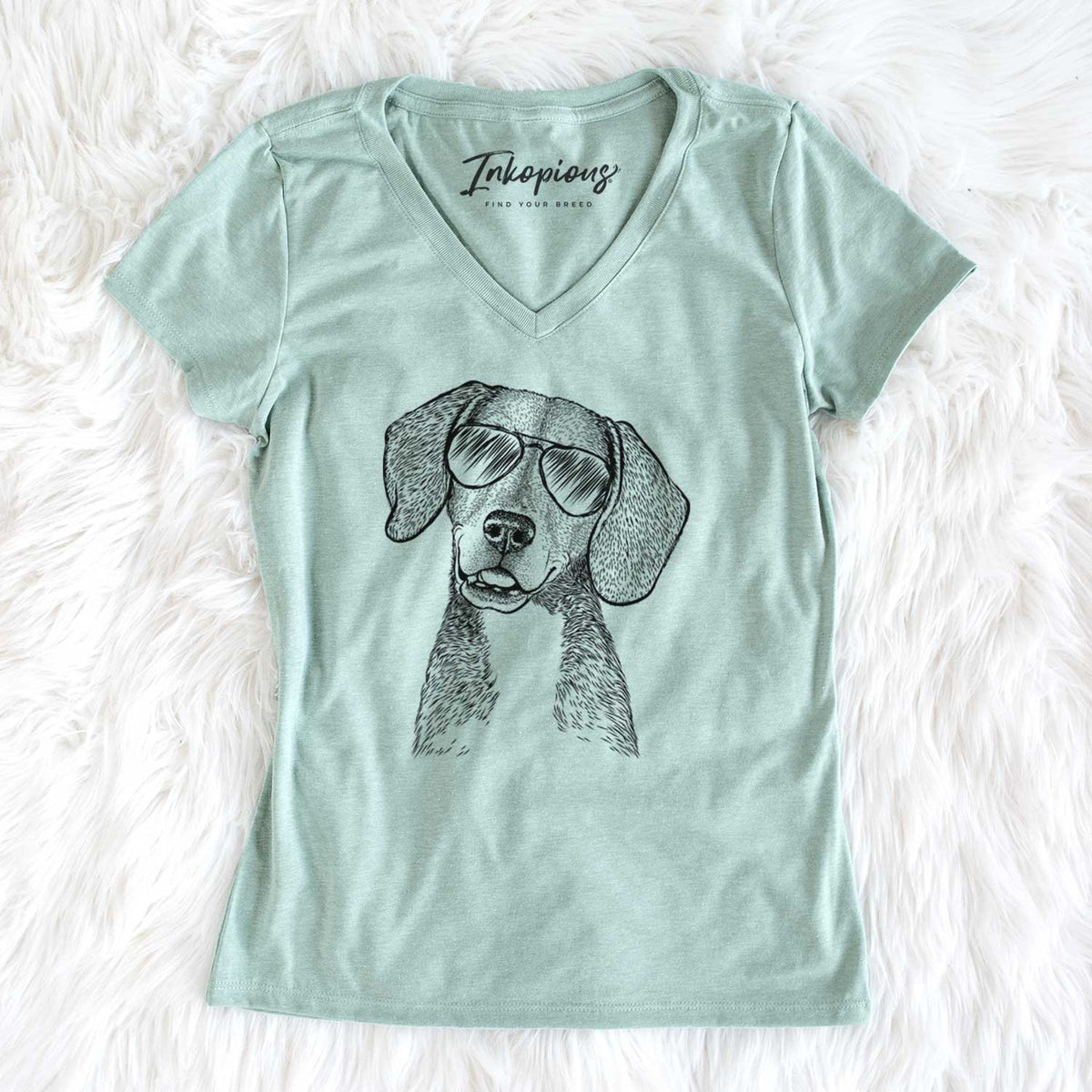 Aviator Piggy the Beagle Mix - Women's V-neck Shirt