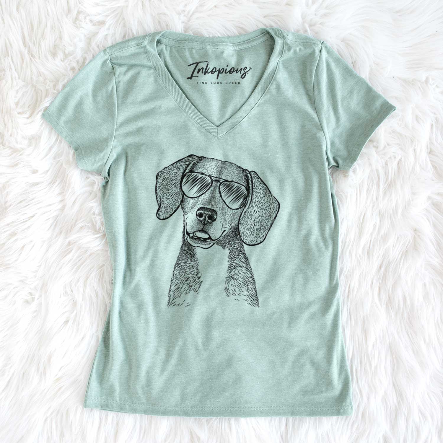Aviator Piggy the Beagle Mix - Women's V-neck Shirt